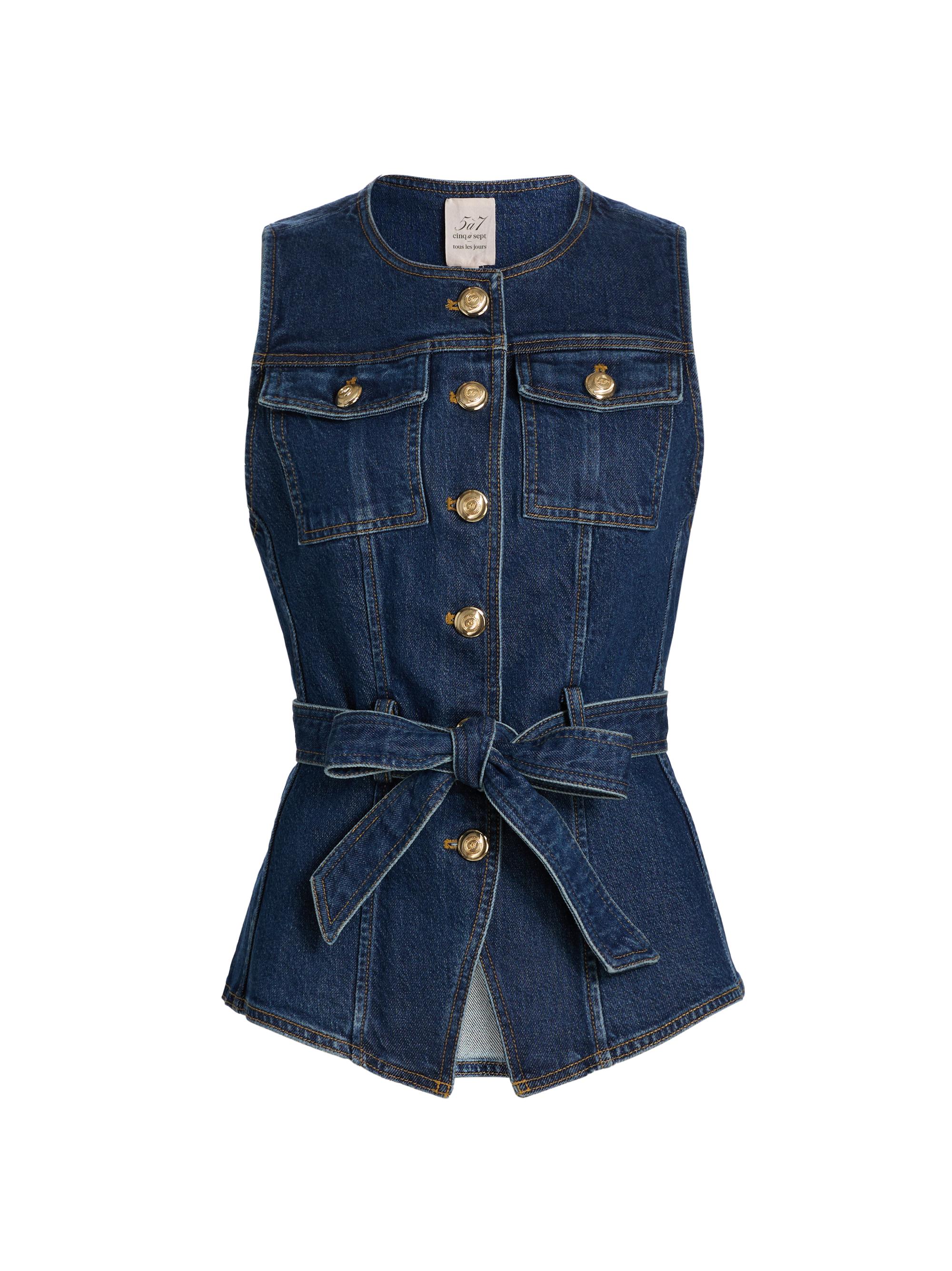 Cinq à Sept Women's Reenee Denim Belted Vest - Tide