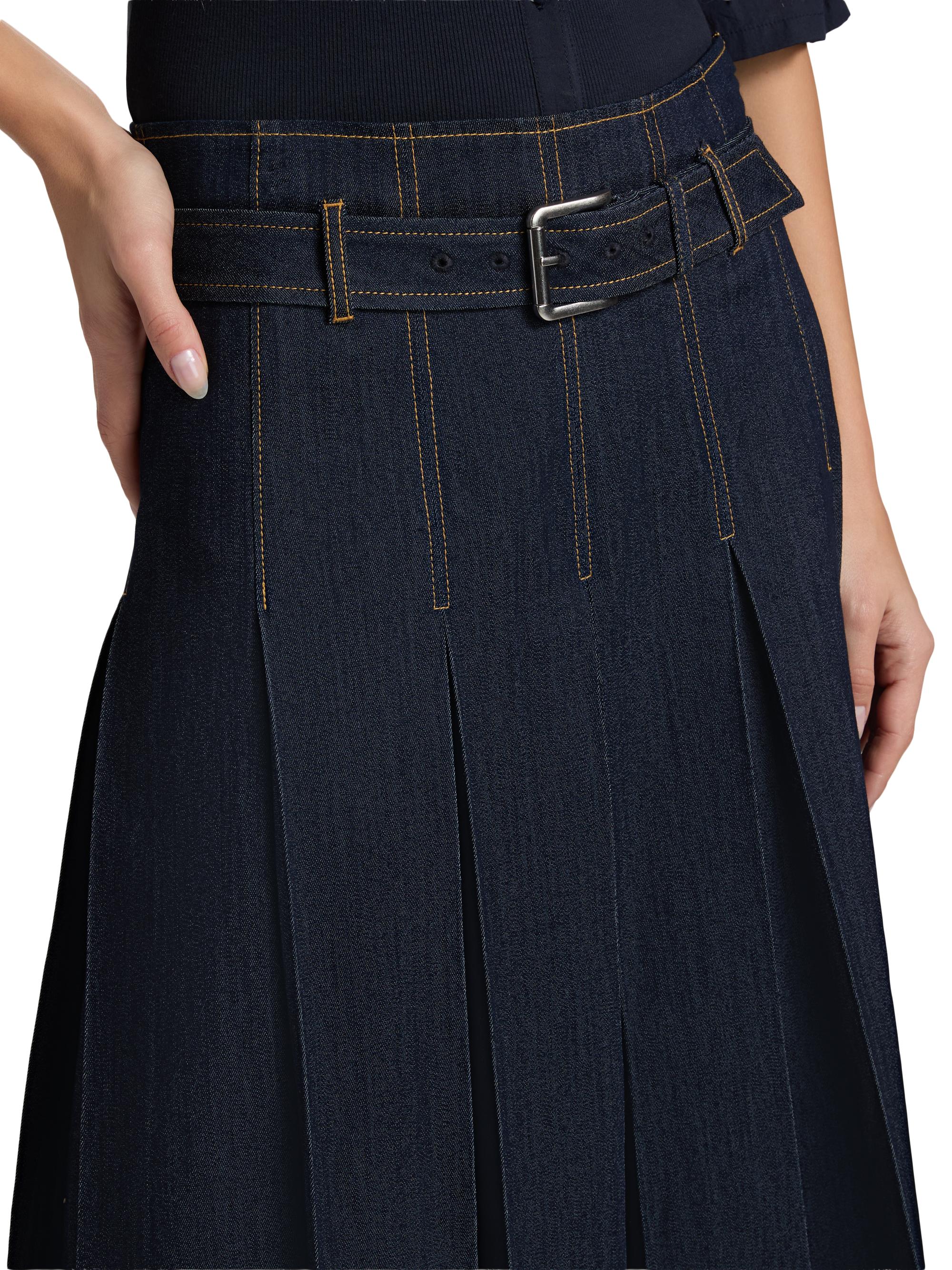 Cinq à Sept Rylee Pleated Denim Belted Maxi-Skirt | Saks Fifth Avenue