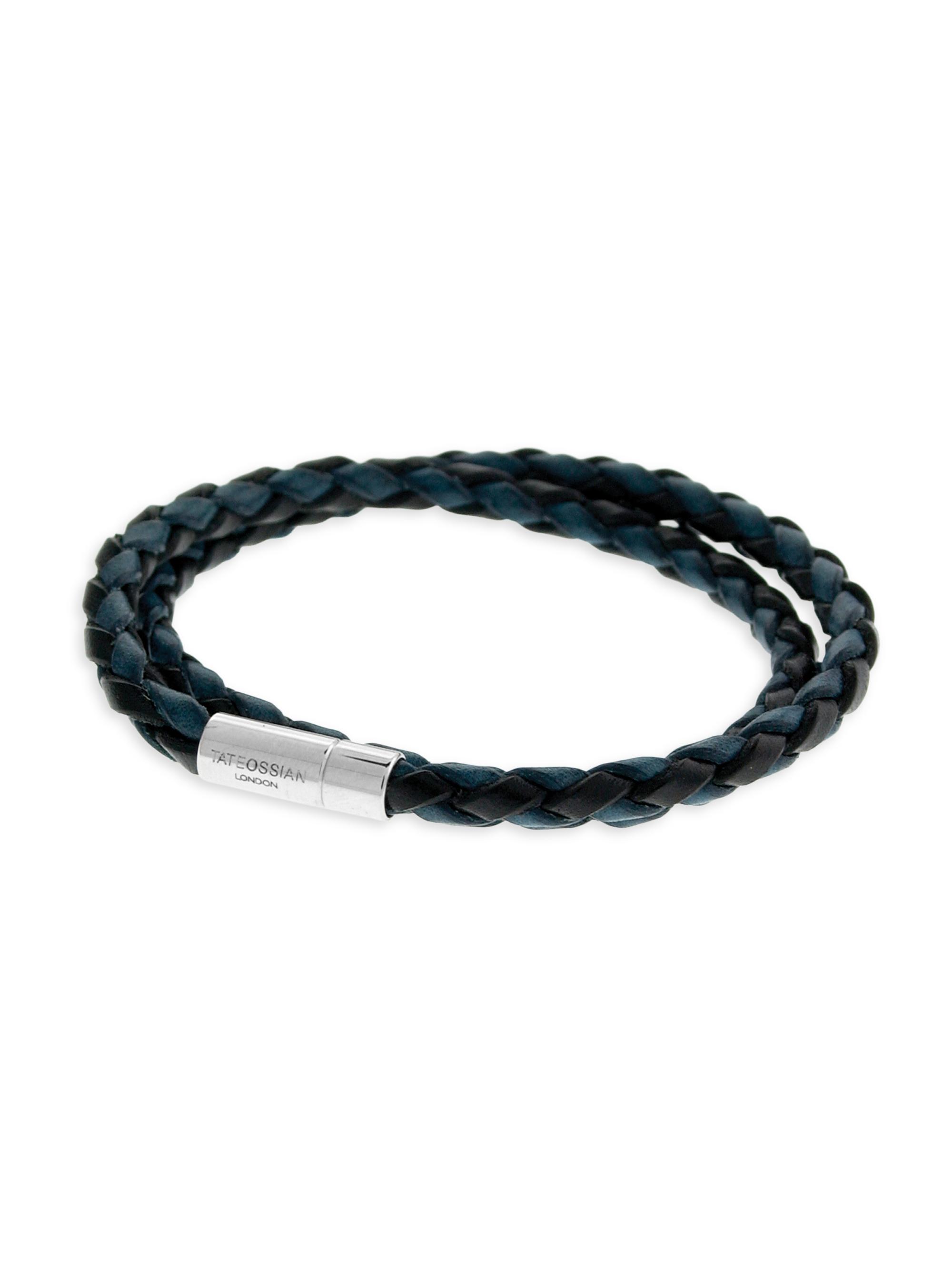 Tateossian Braided Leather & Sterling Silver Wrap Bracelet | Saks