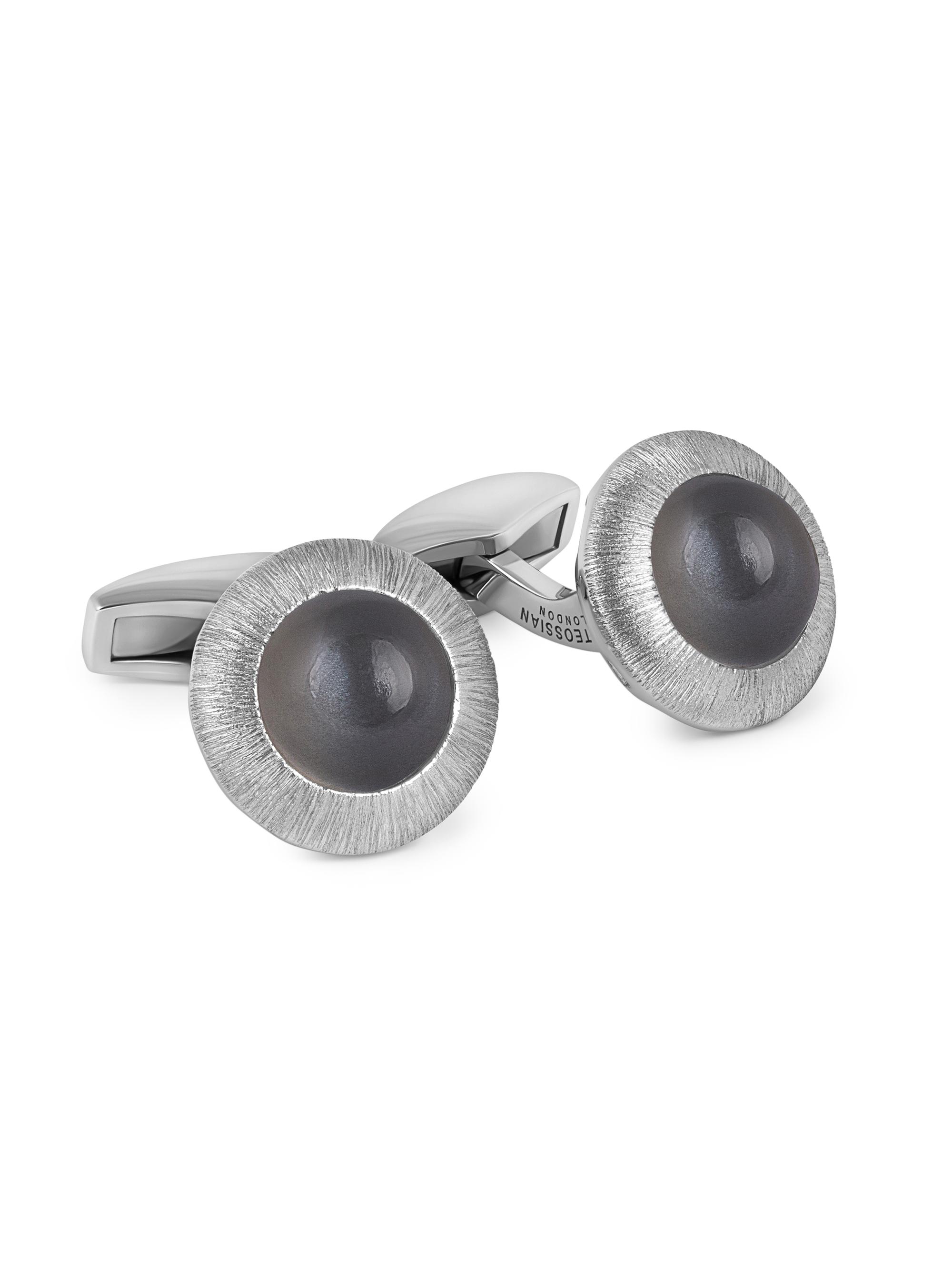 Tateossian Men's Moonstone & Sterling Silver Cufflinks - Grey