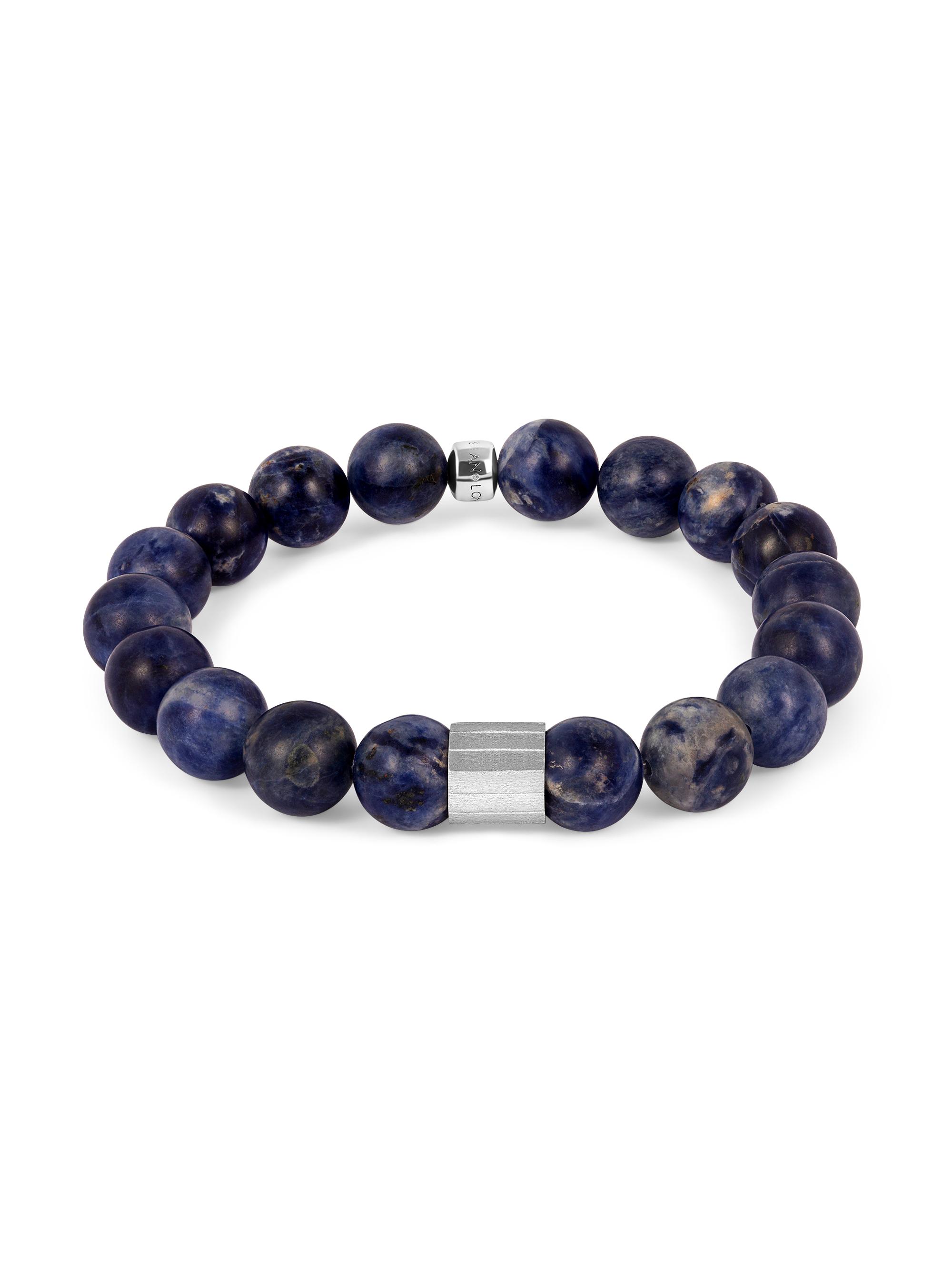 Tateossian Men's Sterling Silver Beaded Bracelet - Blue