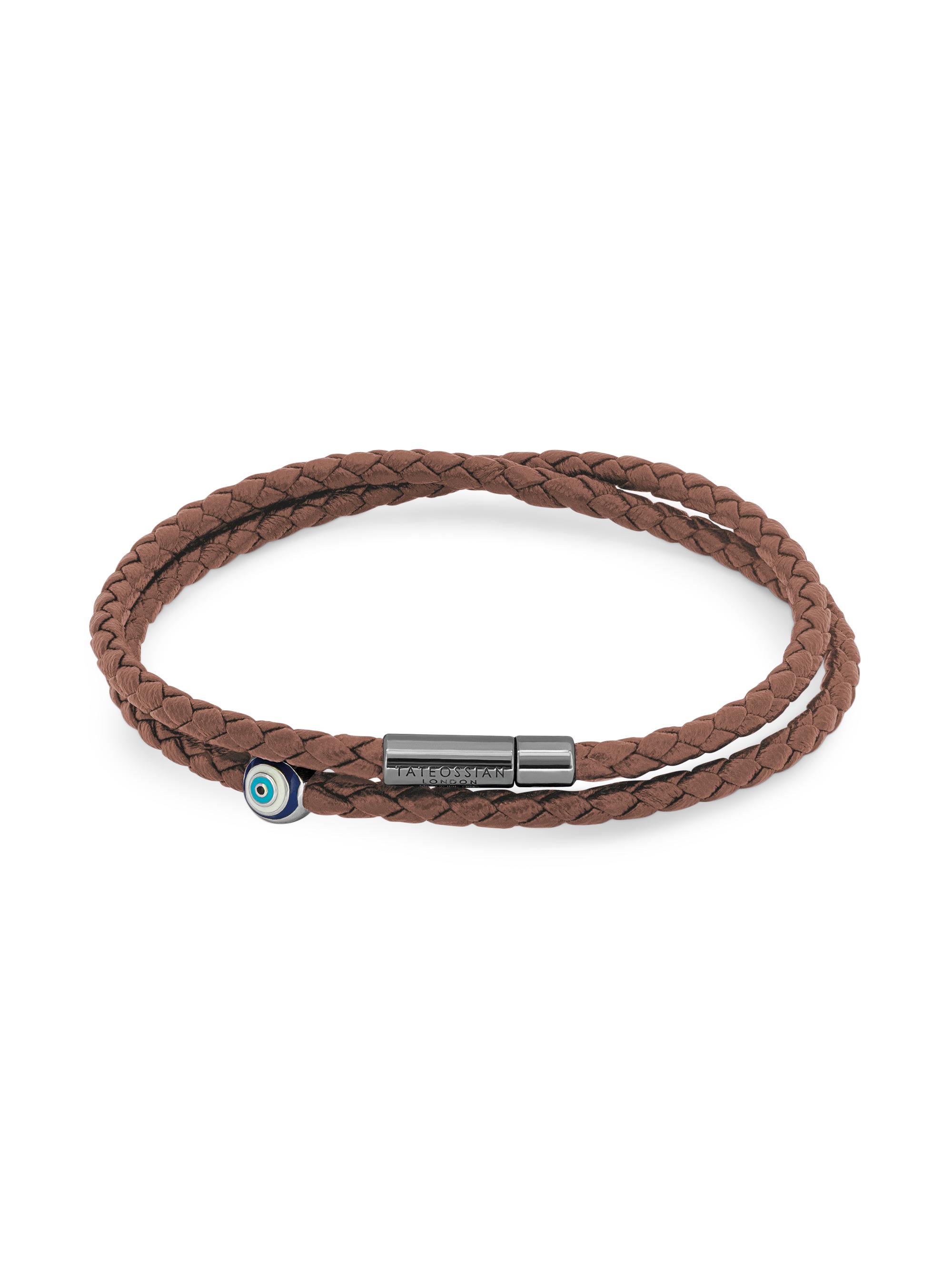 Tateossian Men's Evil Eye Double Wrap Bracelet - Brown