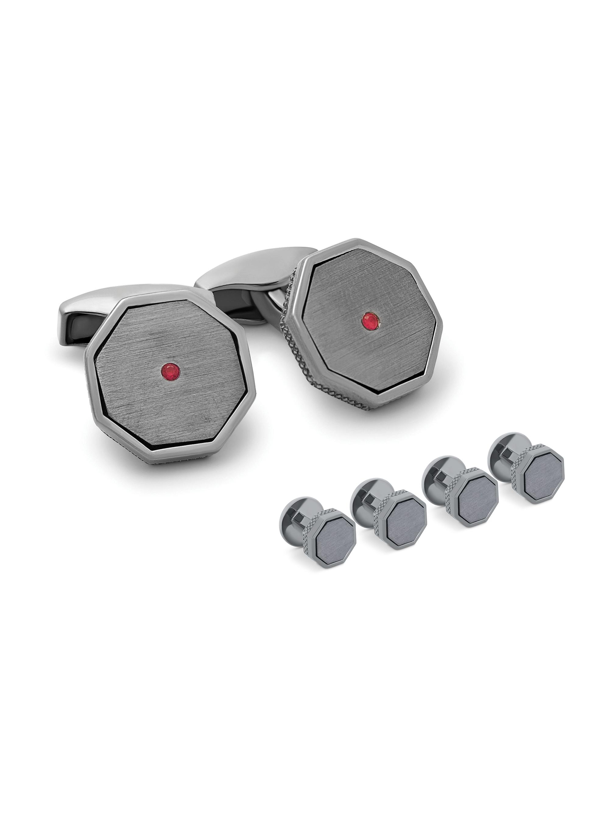 Tateossian Men's London Eye Ruby Octagon Cufflink Set - Red