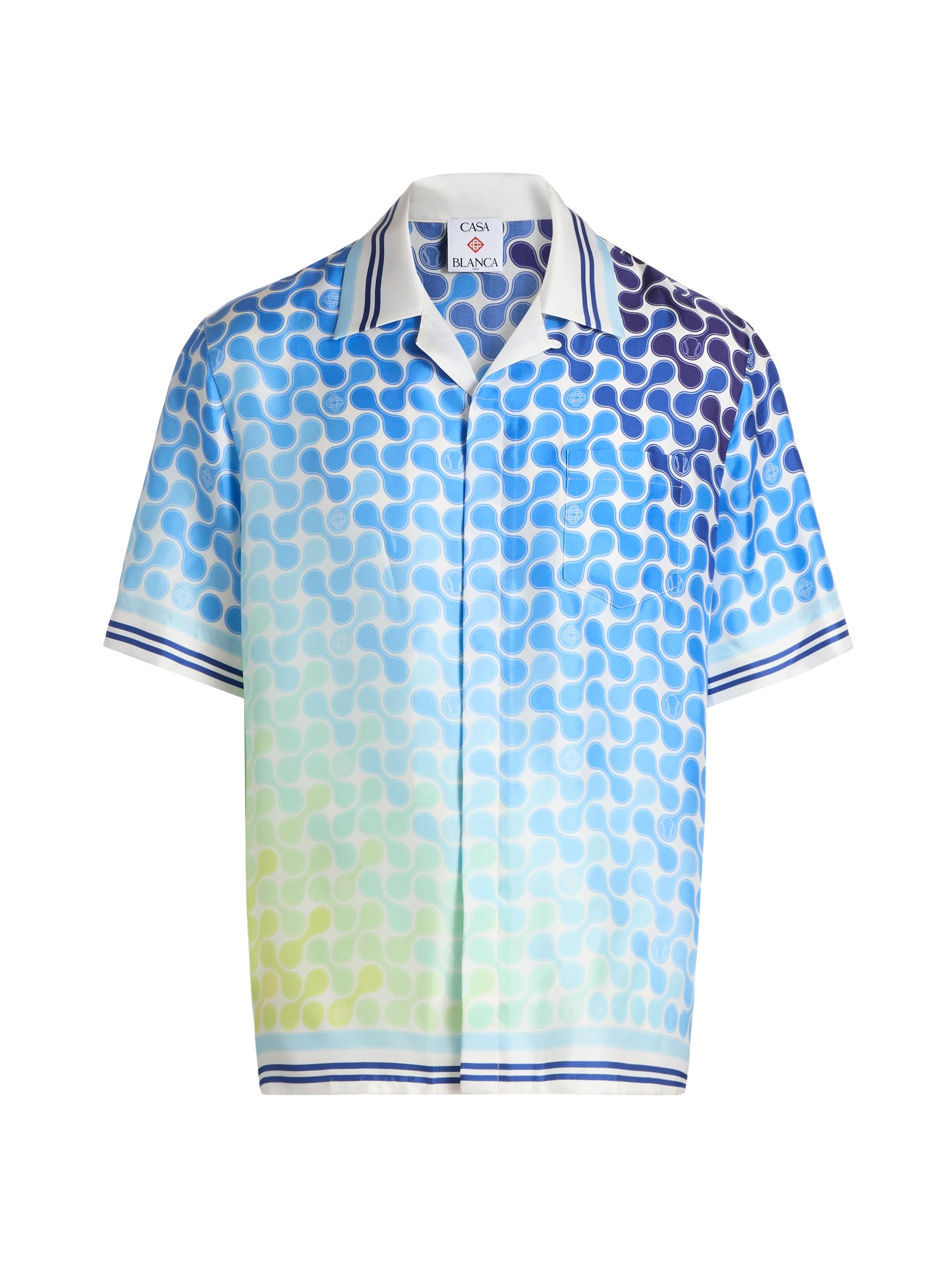 Casablanca Men's Tennis Tile Silk Camp Shirt - Optic Drop