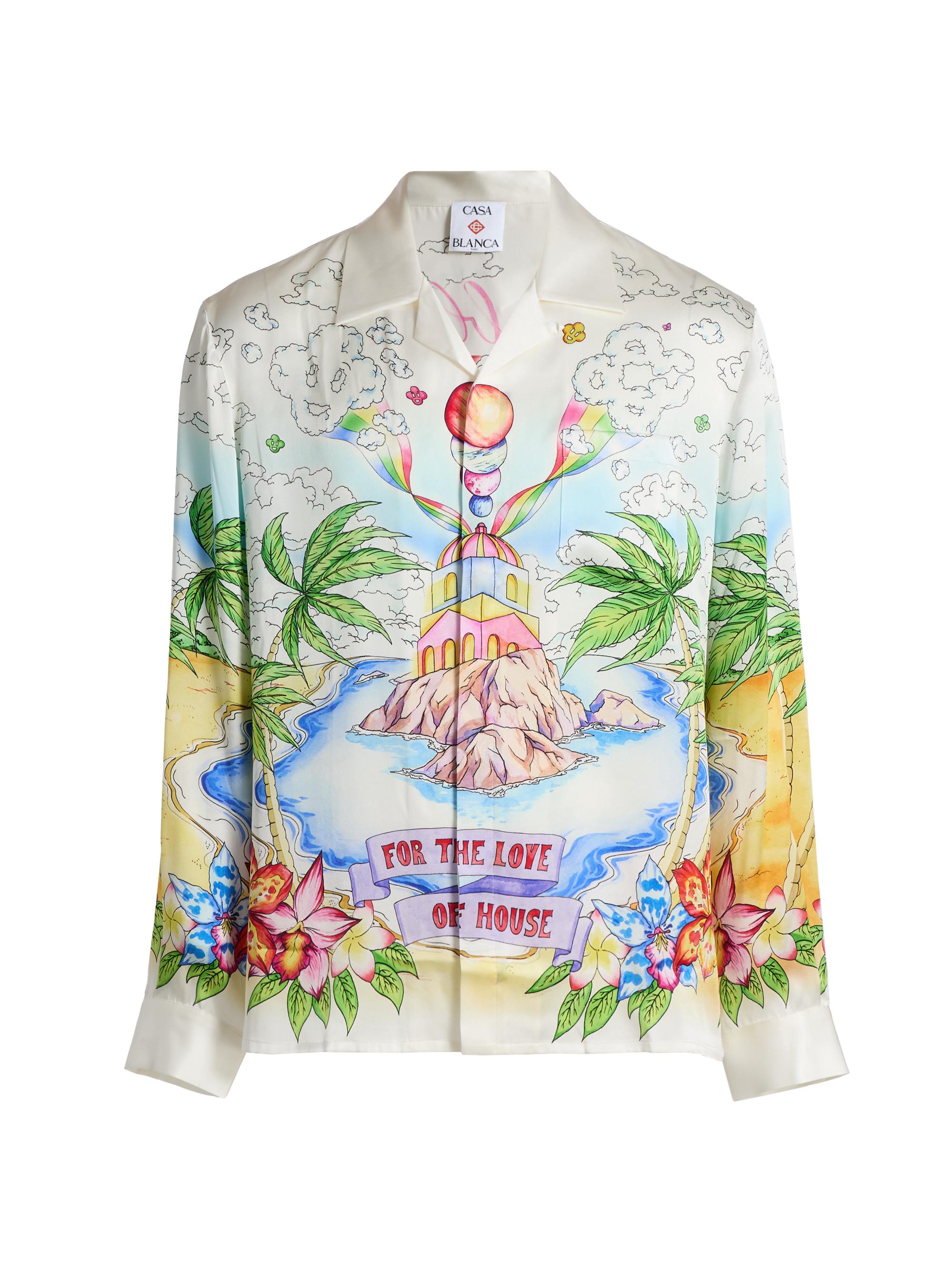 Casablanca Men's Better Days Silk Long-Sleeve Camp Shirt - Silk Twill