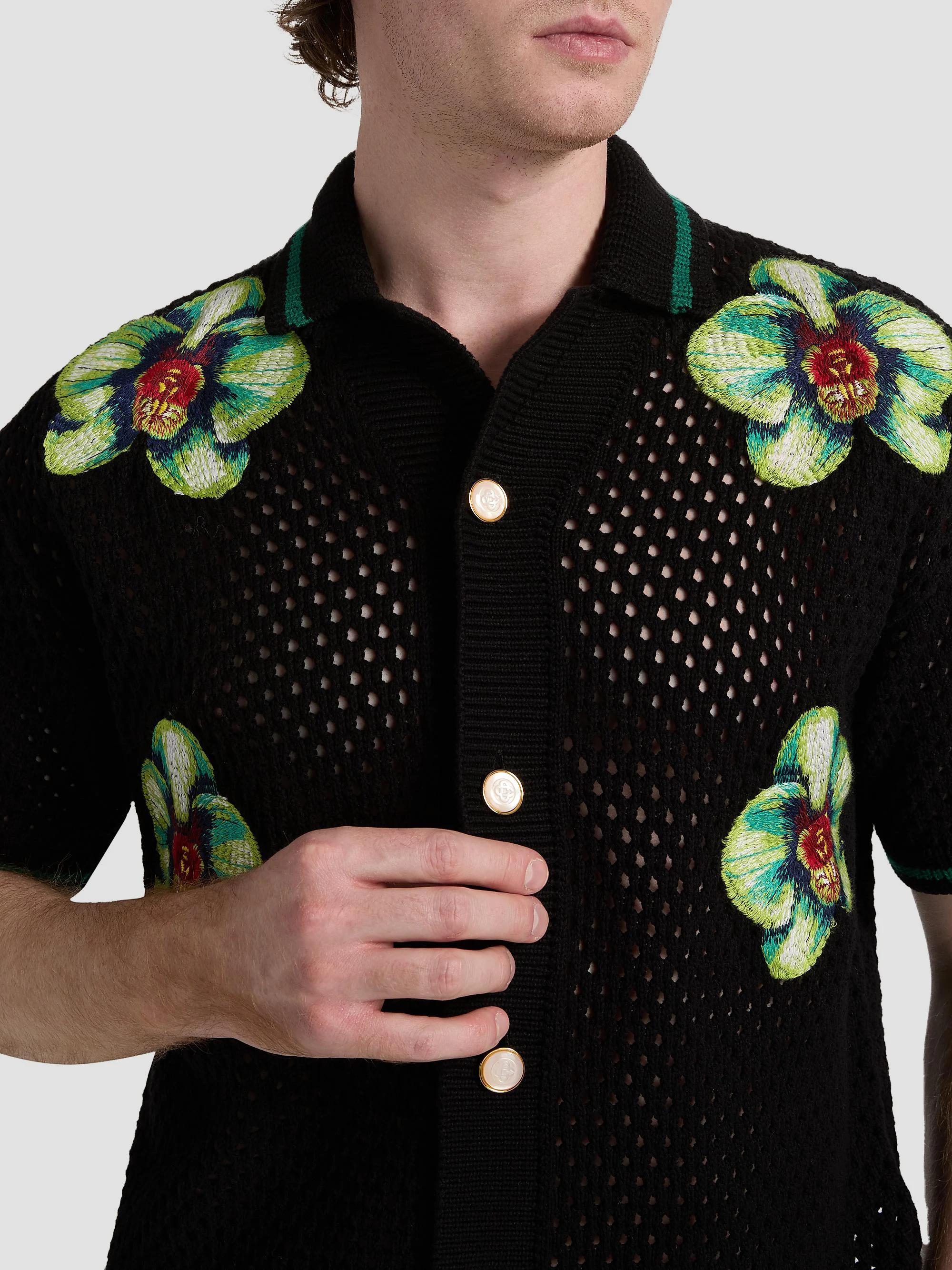 Casablanca Glitch Orchid Embroidered Crochet Shirt | Saks Fifth Avenue