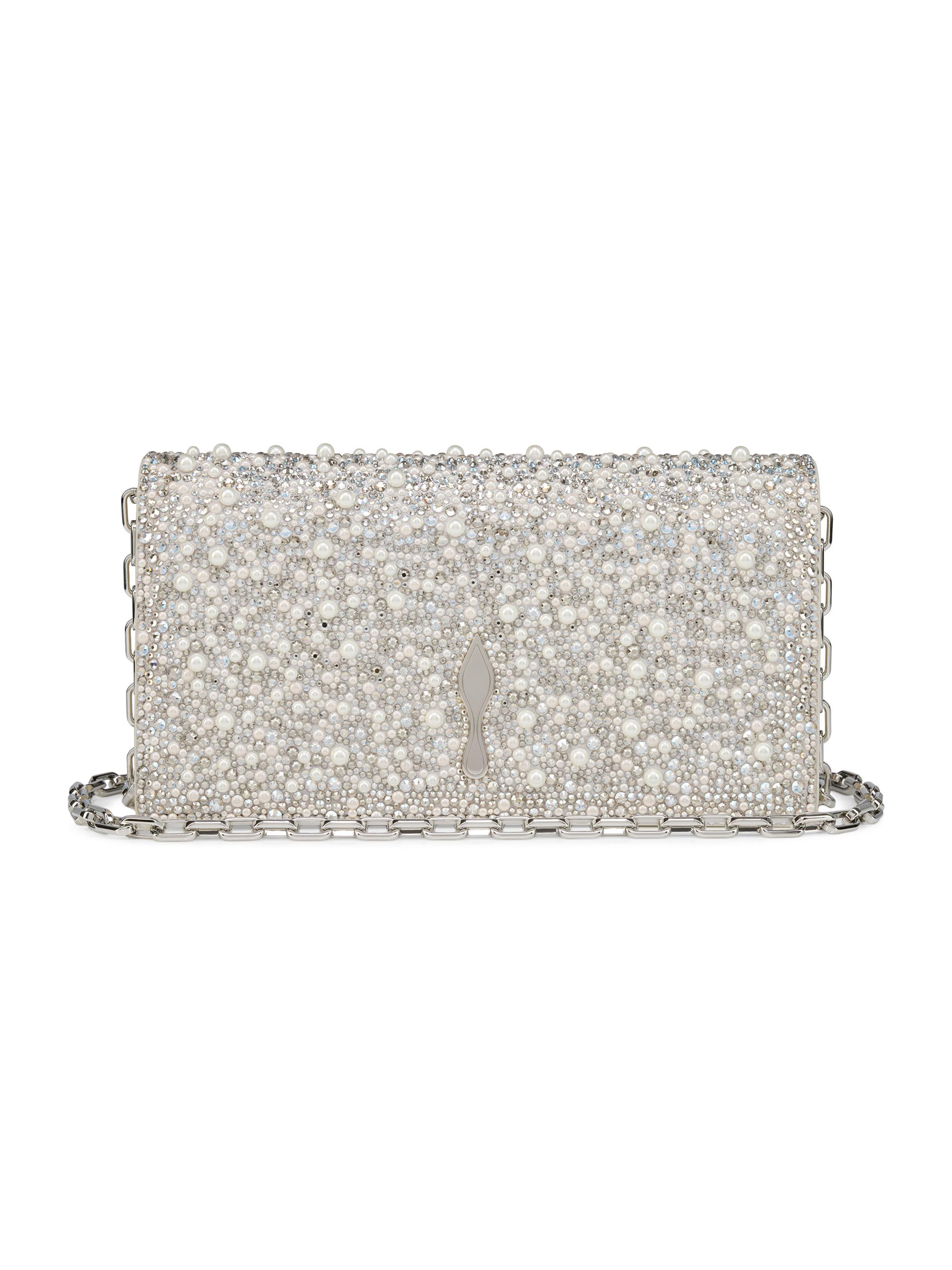 Christian Louboutin Women's Bettina Suede Strass and Pearls Clutch - Silver