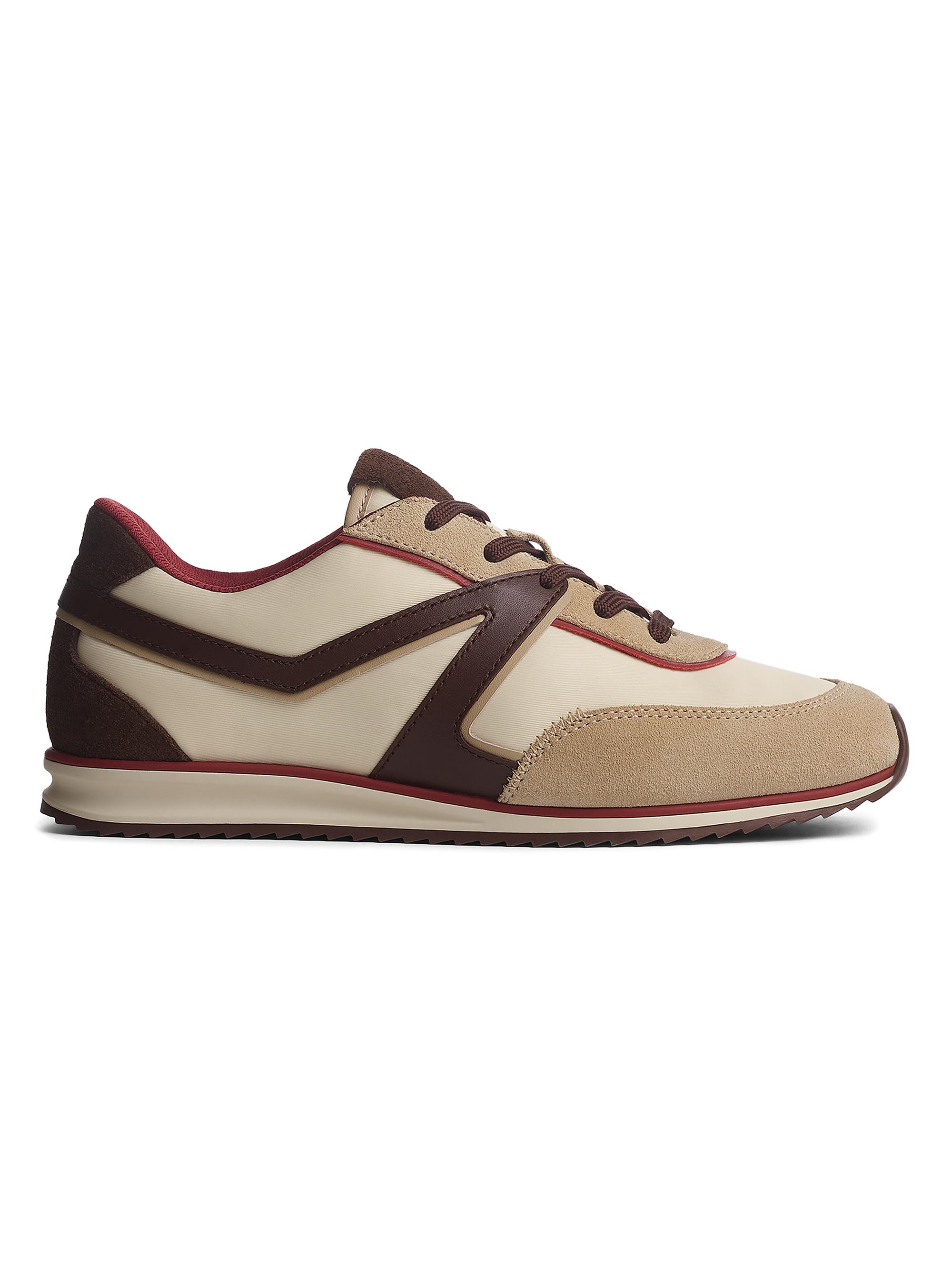 rag & bone Women's Retro Low-Top Leather Trainer Sneakers - Cream Dark Brown