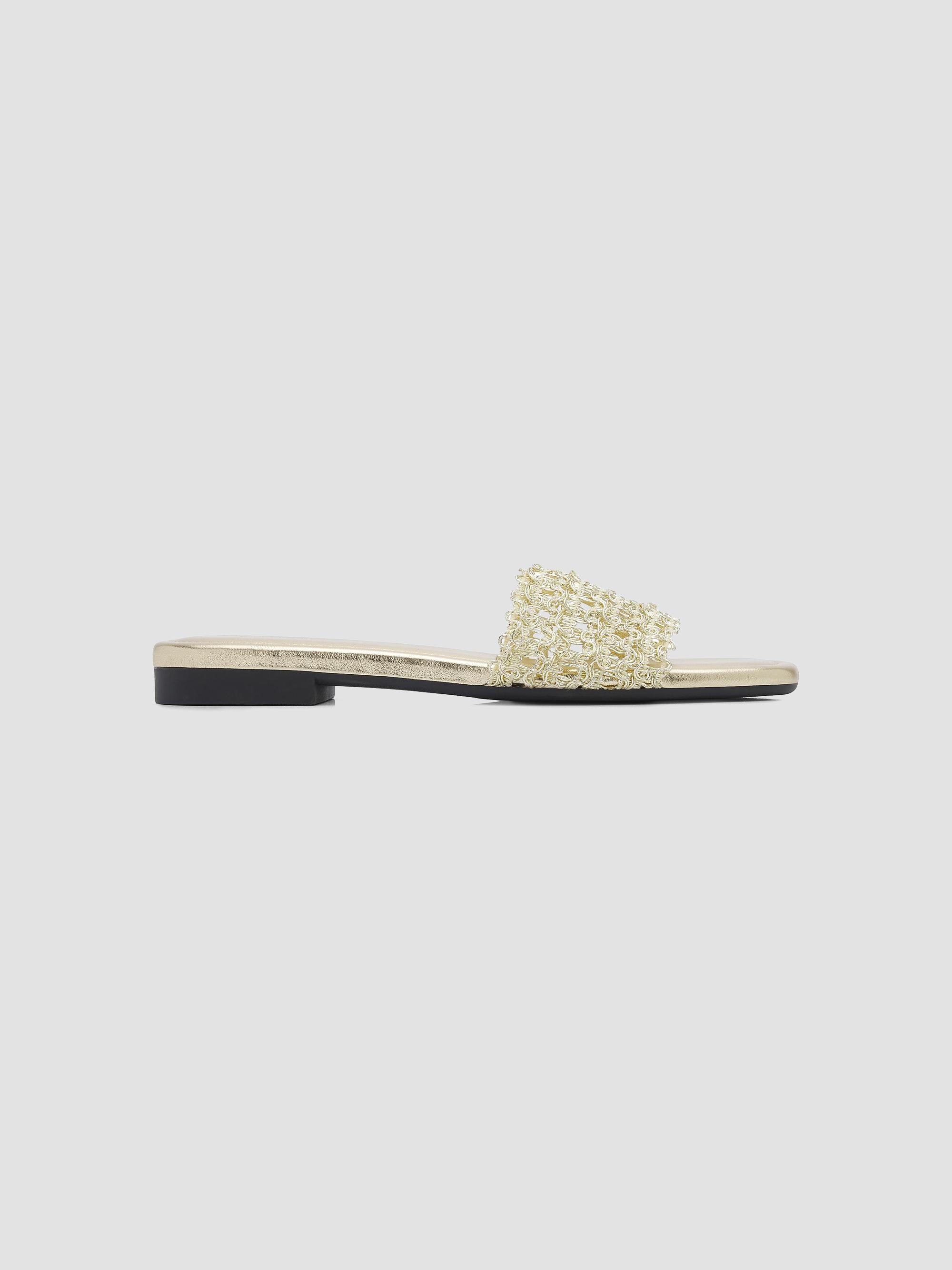 rag & bone Women's Ellie Woven Strap Slides - Gold - Size 7