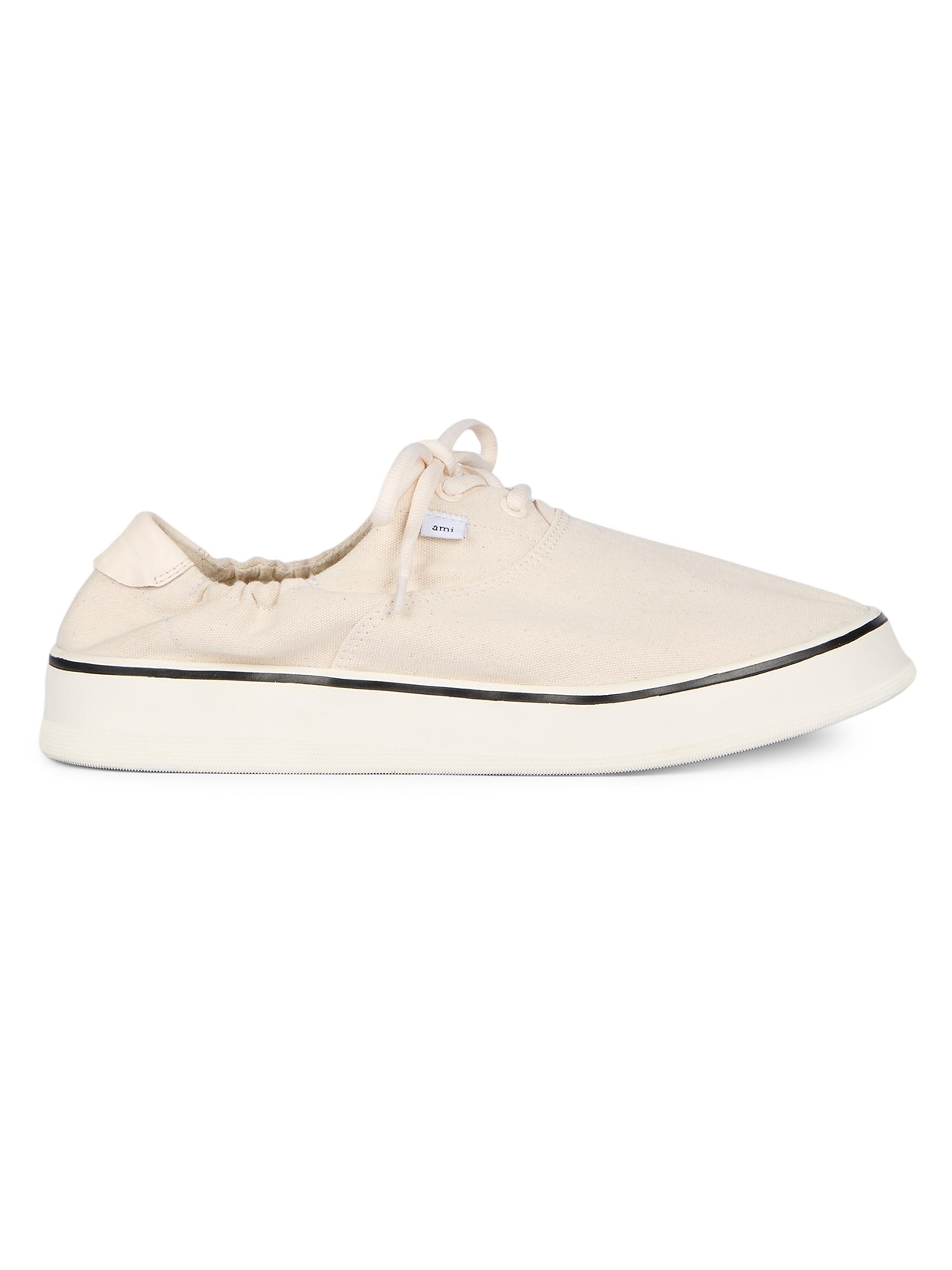 AMI Paris Men's Tennis Cotton Canvas Sneakers - Blanc Creme | Thumbnail 6