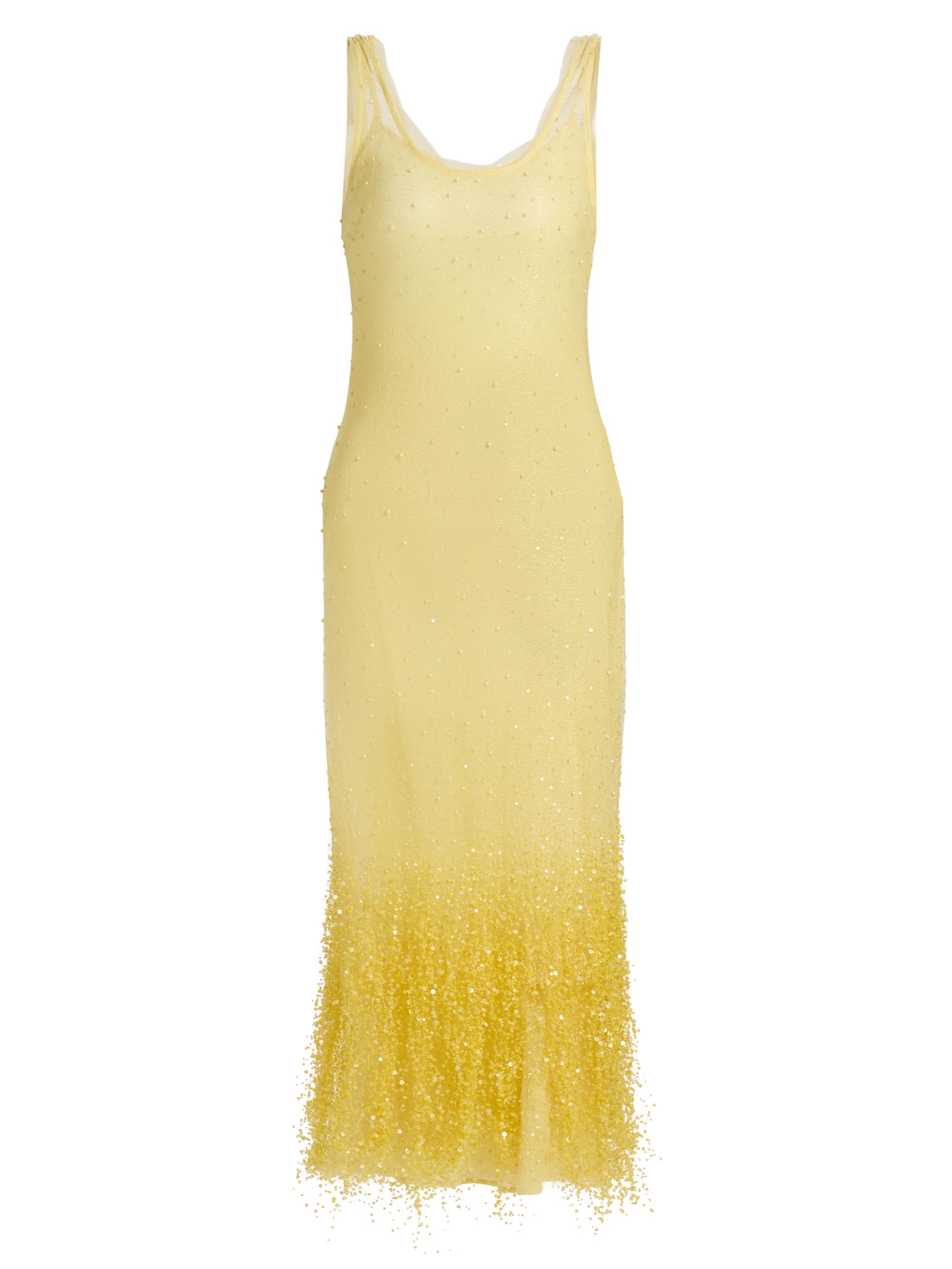 SIMKHAI Women's Irisa Ombré Beaded Midi-Dress - Buttercream