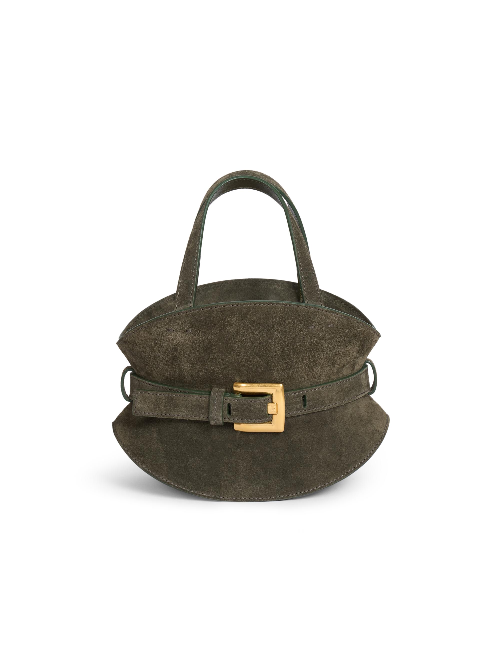 Balmain Women's Shuffle Suede Mini Top Handle Bag - Kaki