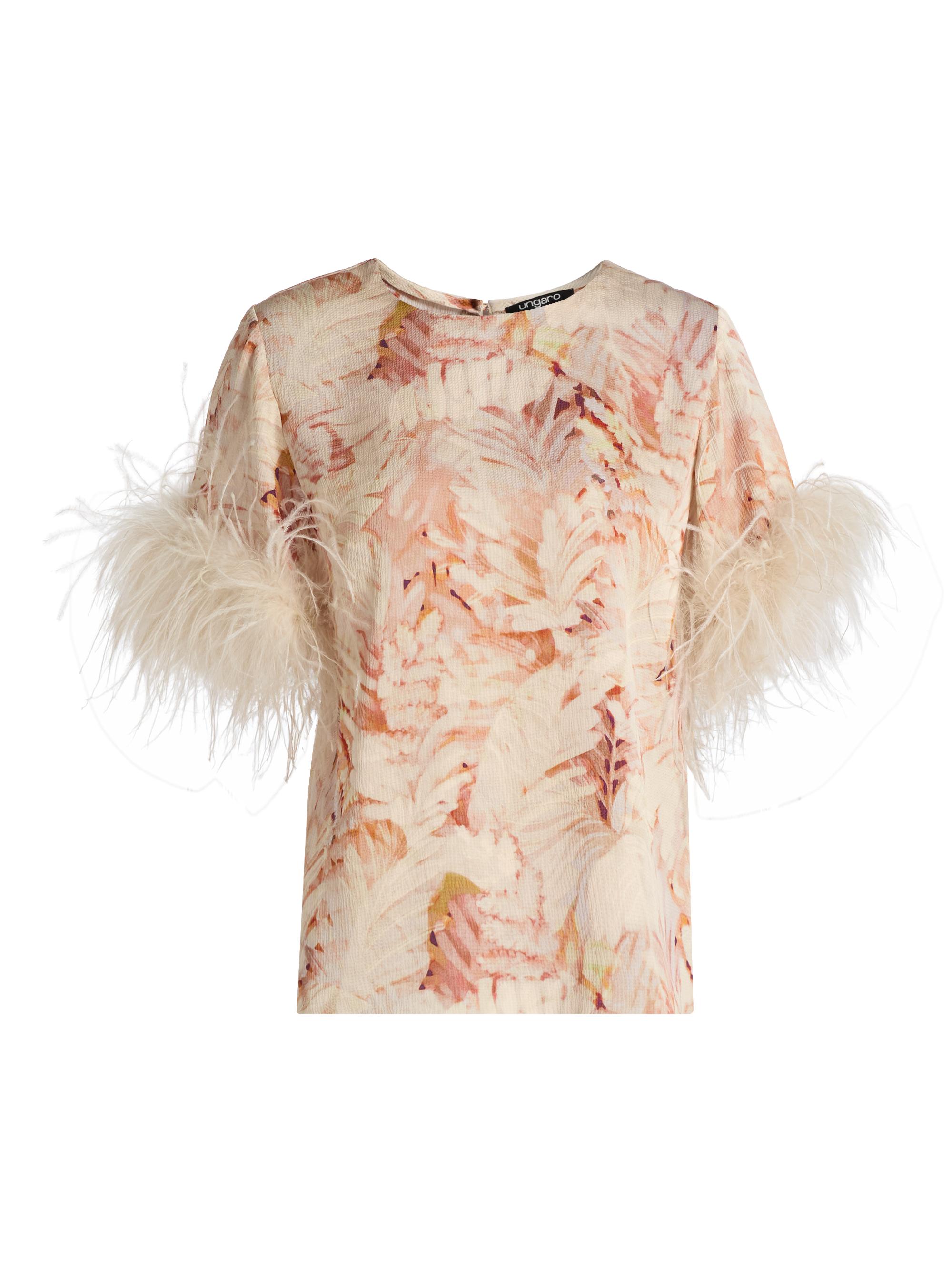Ungaro Women's Logan Floral Feather-Trim Blouse - Natural Multi