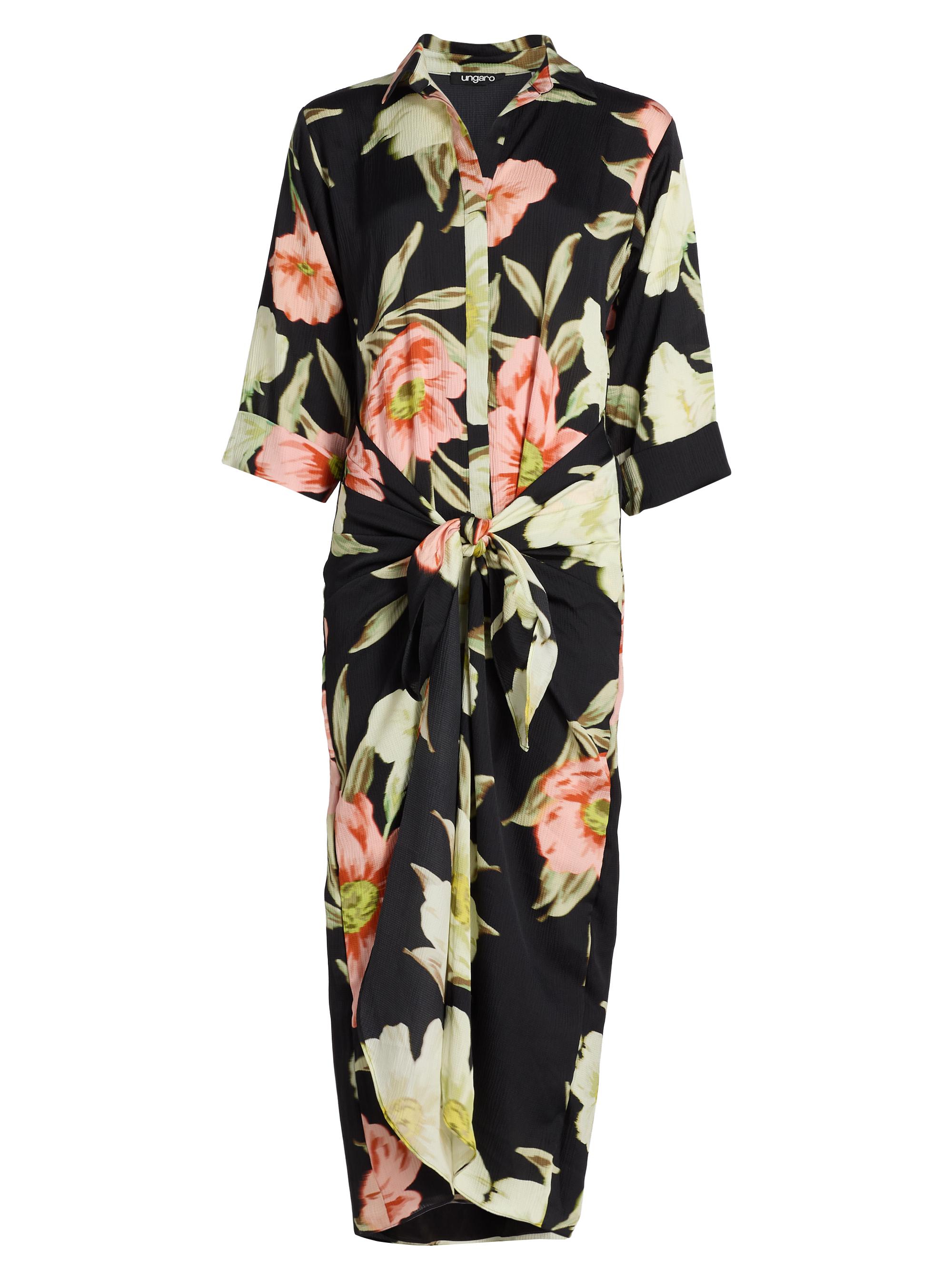 Ungaro Women's Iris Floral Tie-Waist Shirtdress - Black Multi