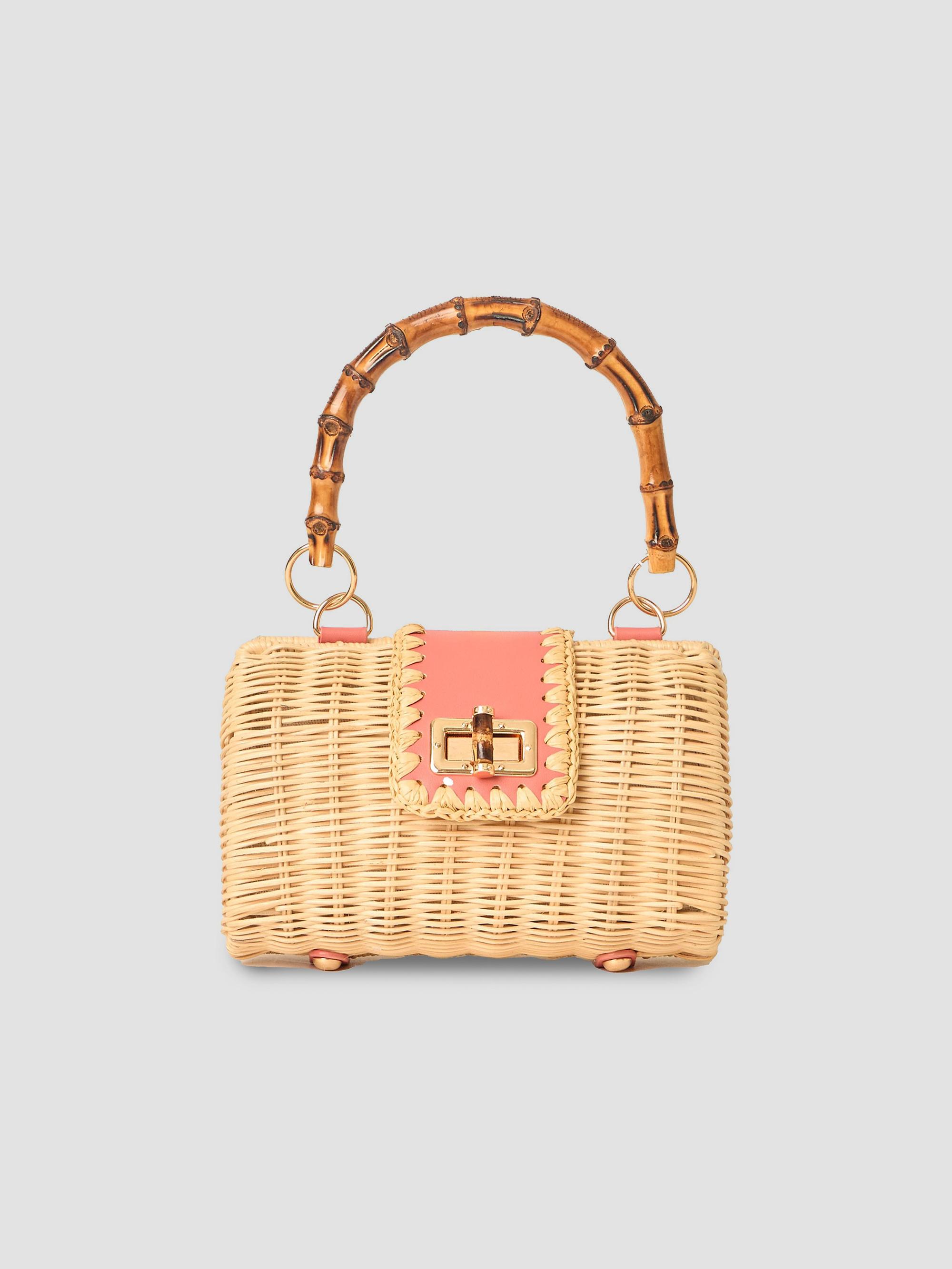 BTB Los Angeles Women's Mason Bamboo Rattan Clutch - Pink | Thumbnail 2