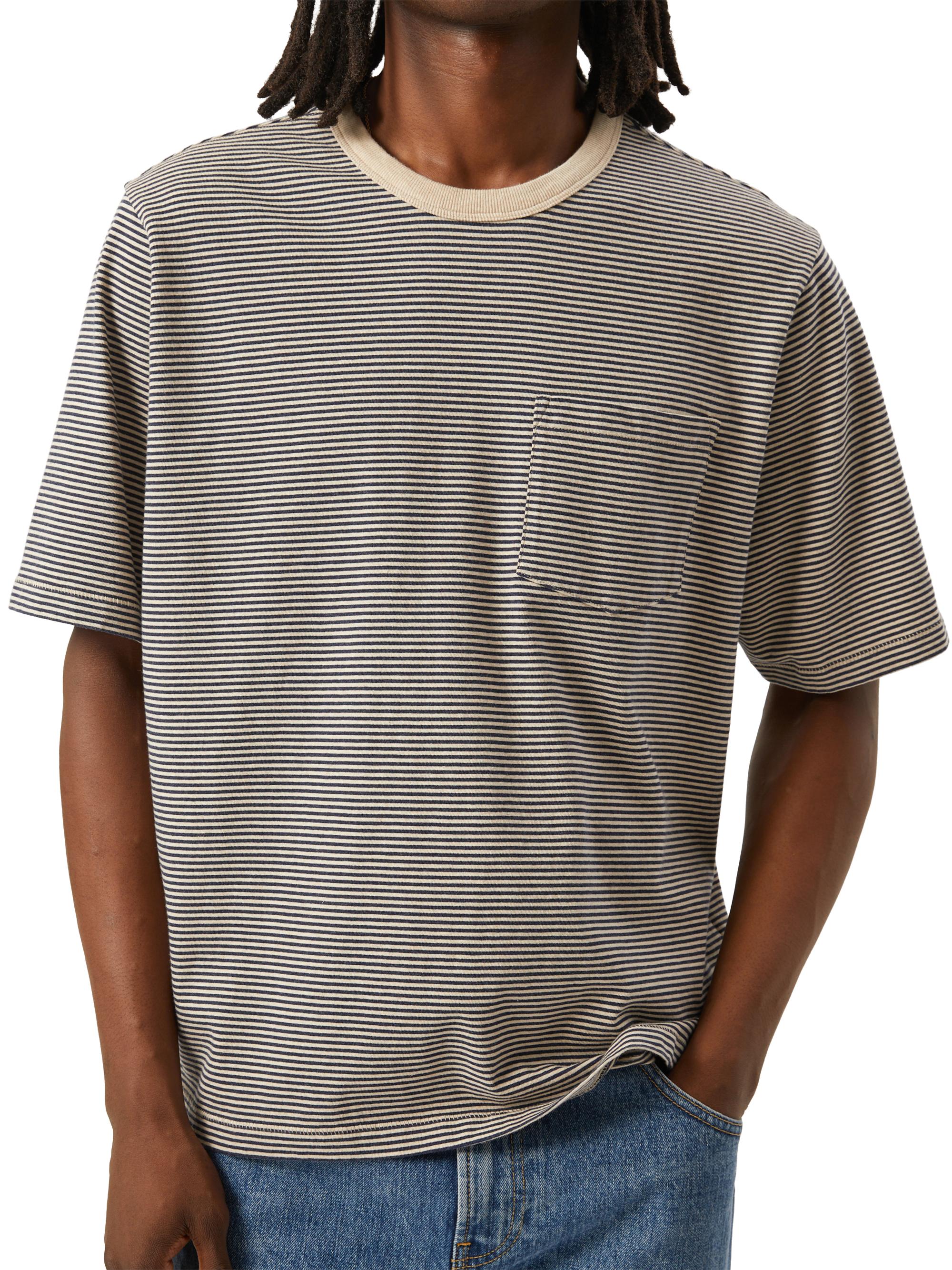 Corridor Men's Striped Cotton T-Shirt - Navy