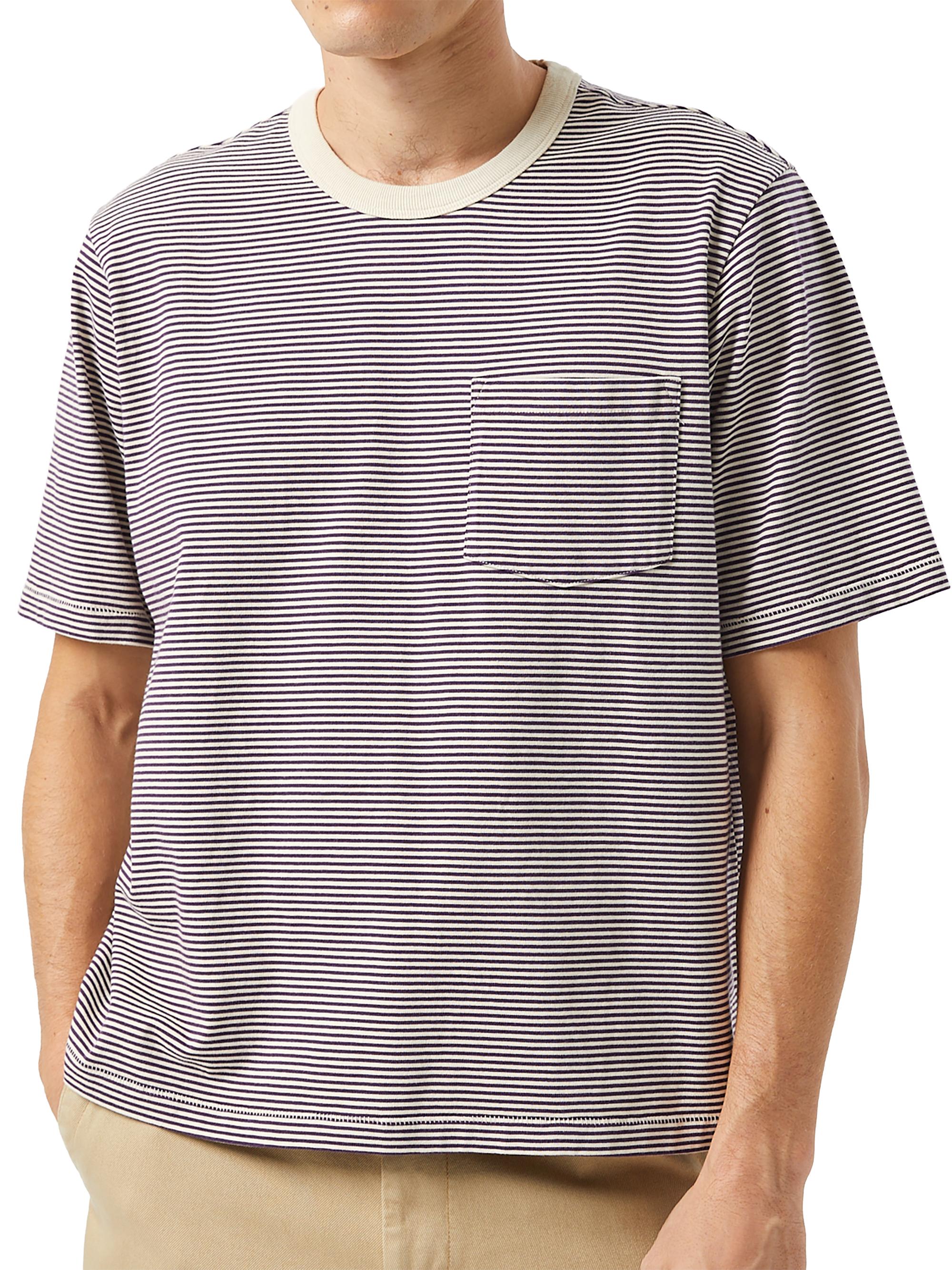 Corridor Men's Striped Cotton T-Shirt - Plum