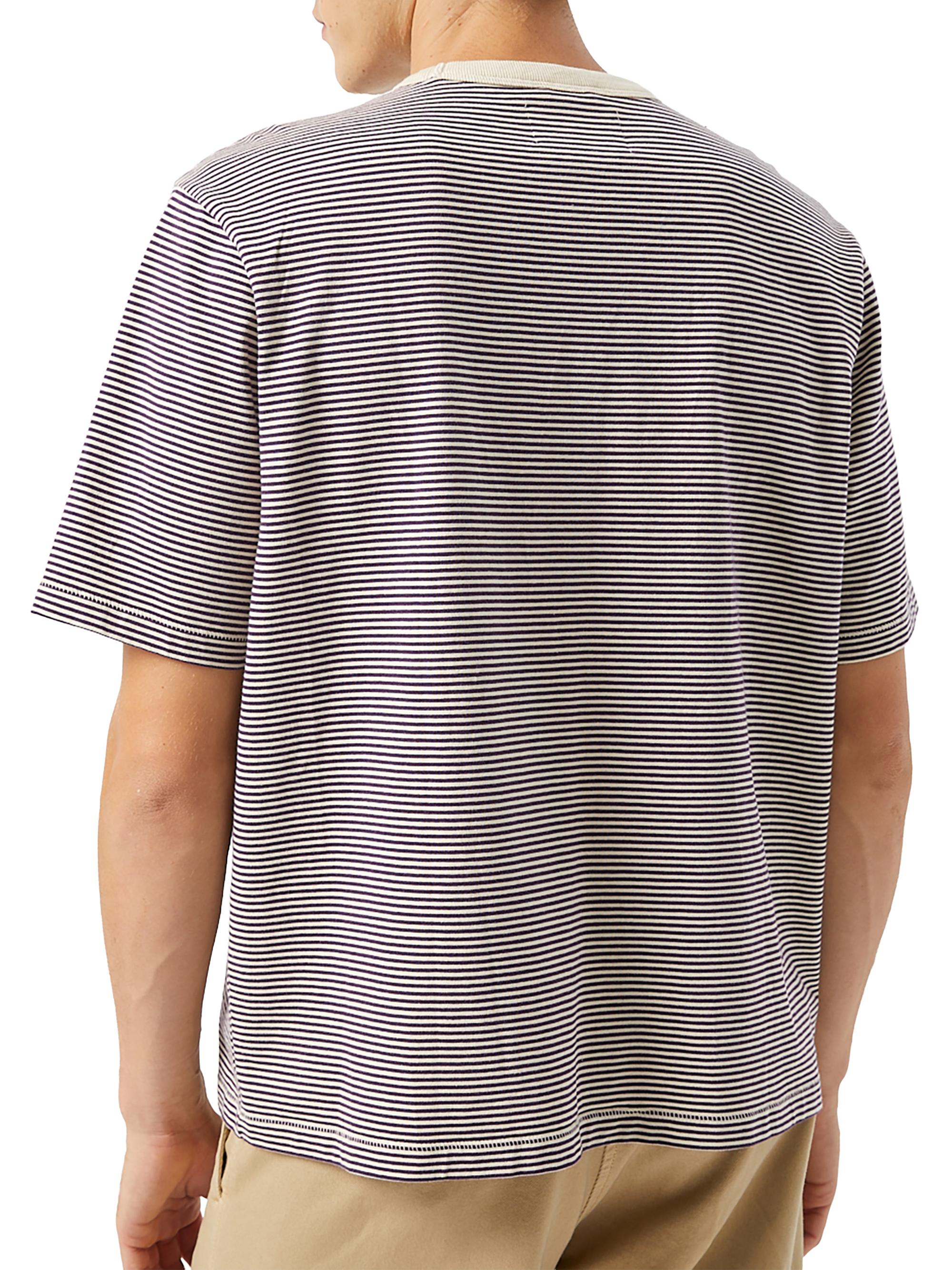 Corridor Men's Striped Cotton T-Shirt - Plum | Thumbnail 3