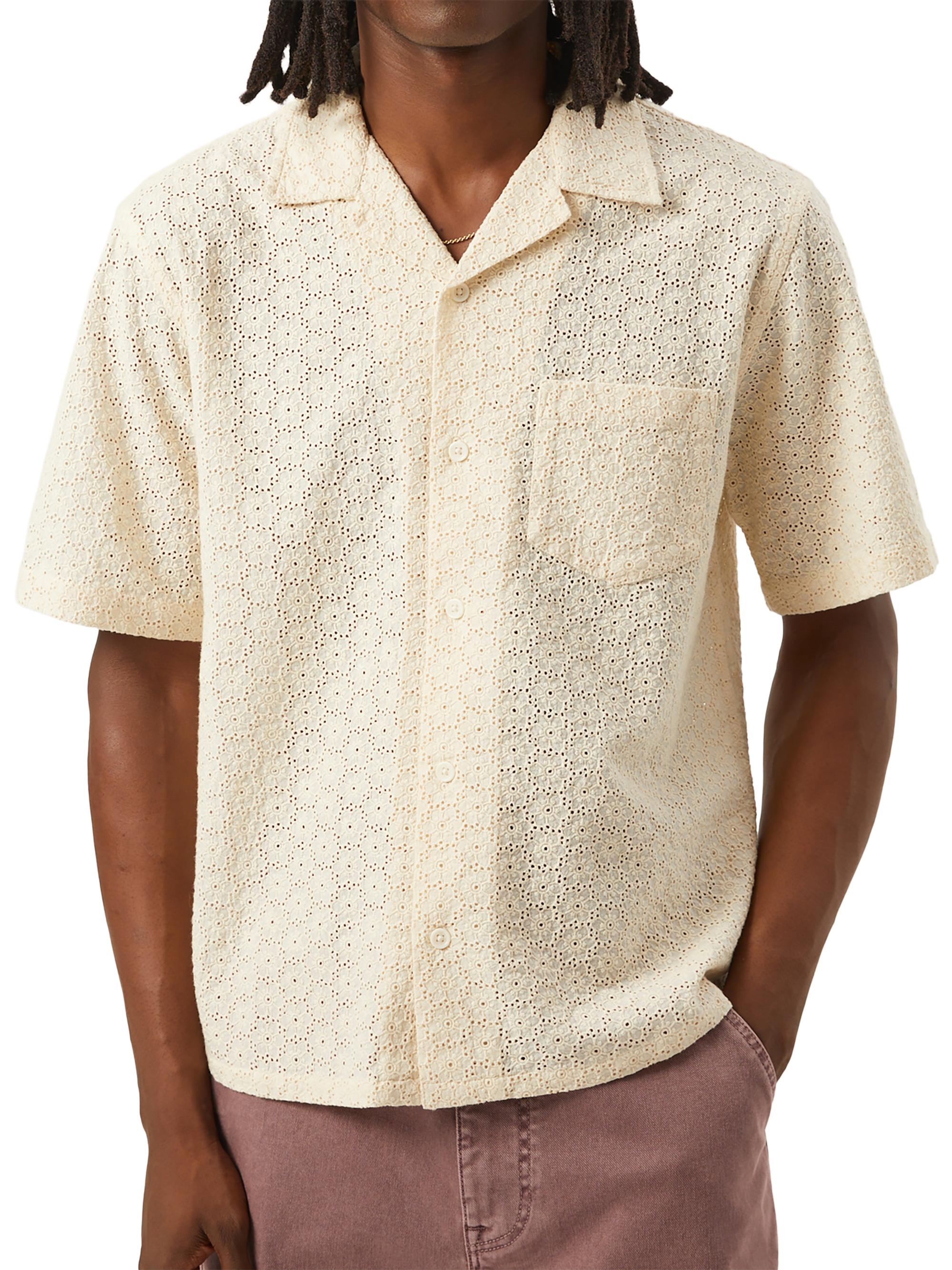 Corridor Men's Floral Eyelet Camp Shirt - Natural