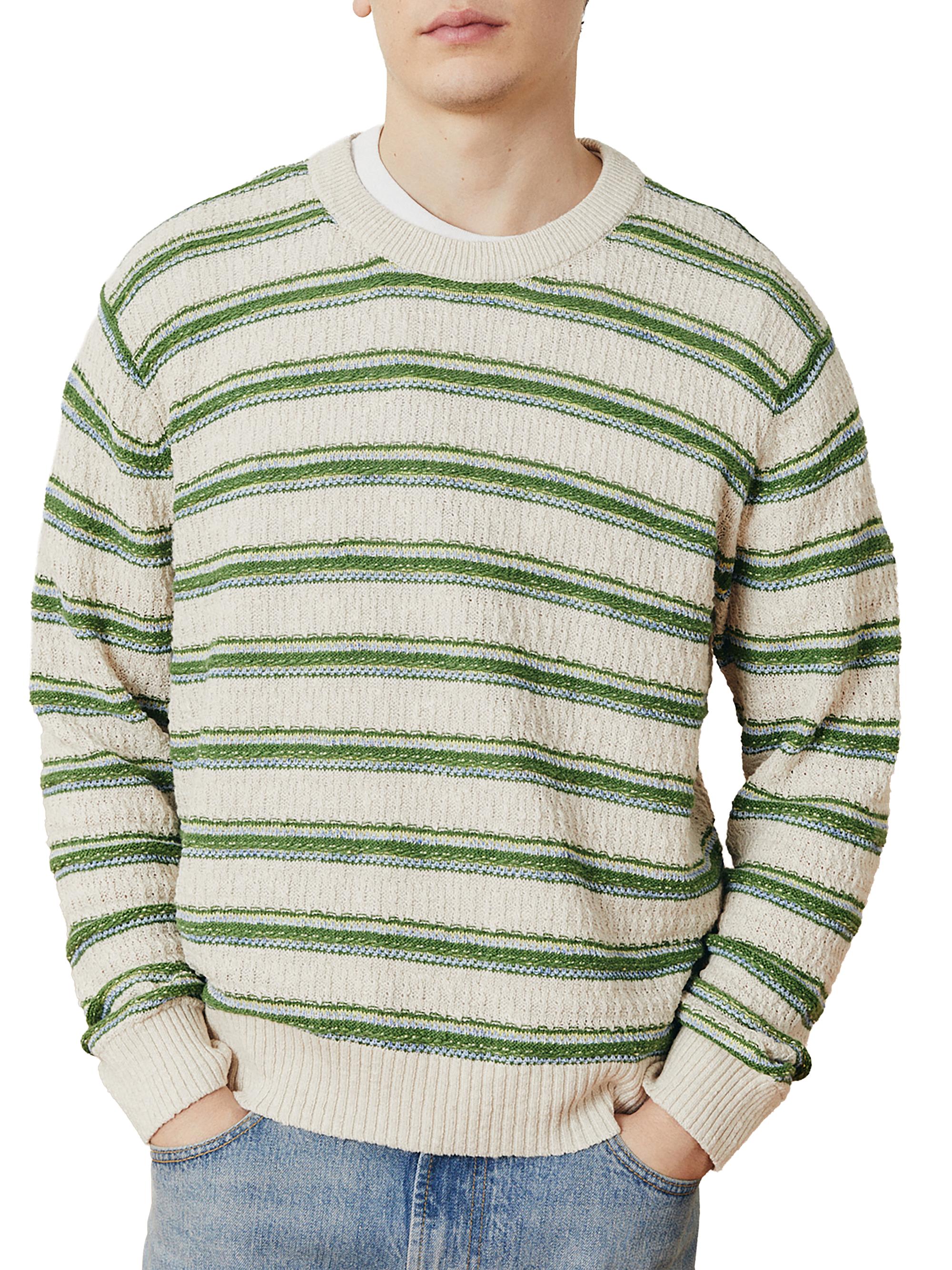 Corridor Men's Striped Cotton-Blend Crewneck Sweater - Natural