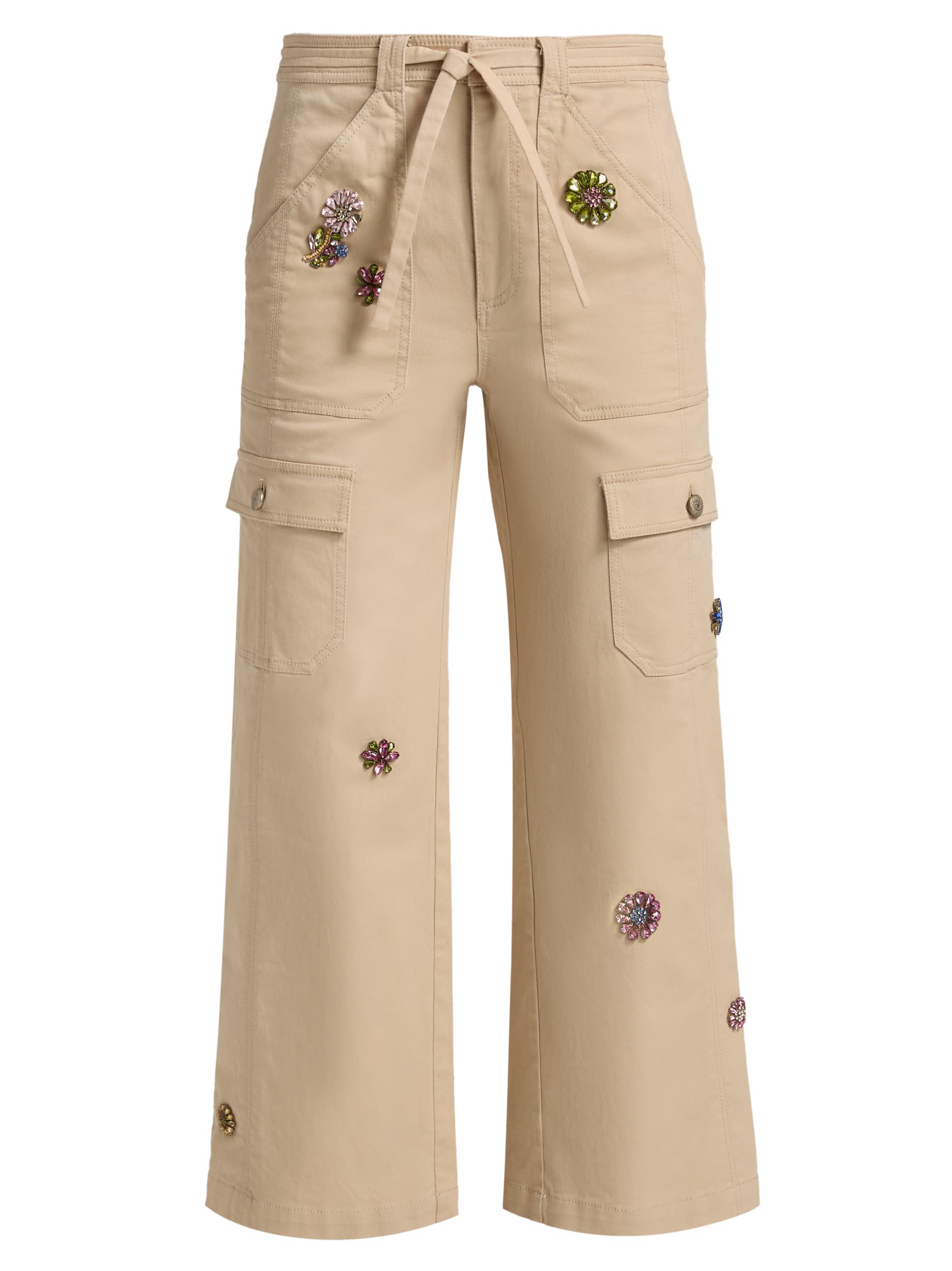 Cinq à Sept Women's Retro Love Michelle Crystal-Embellished Cotton Pants - Khaki Multi