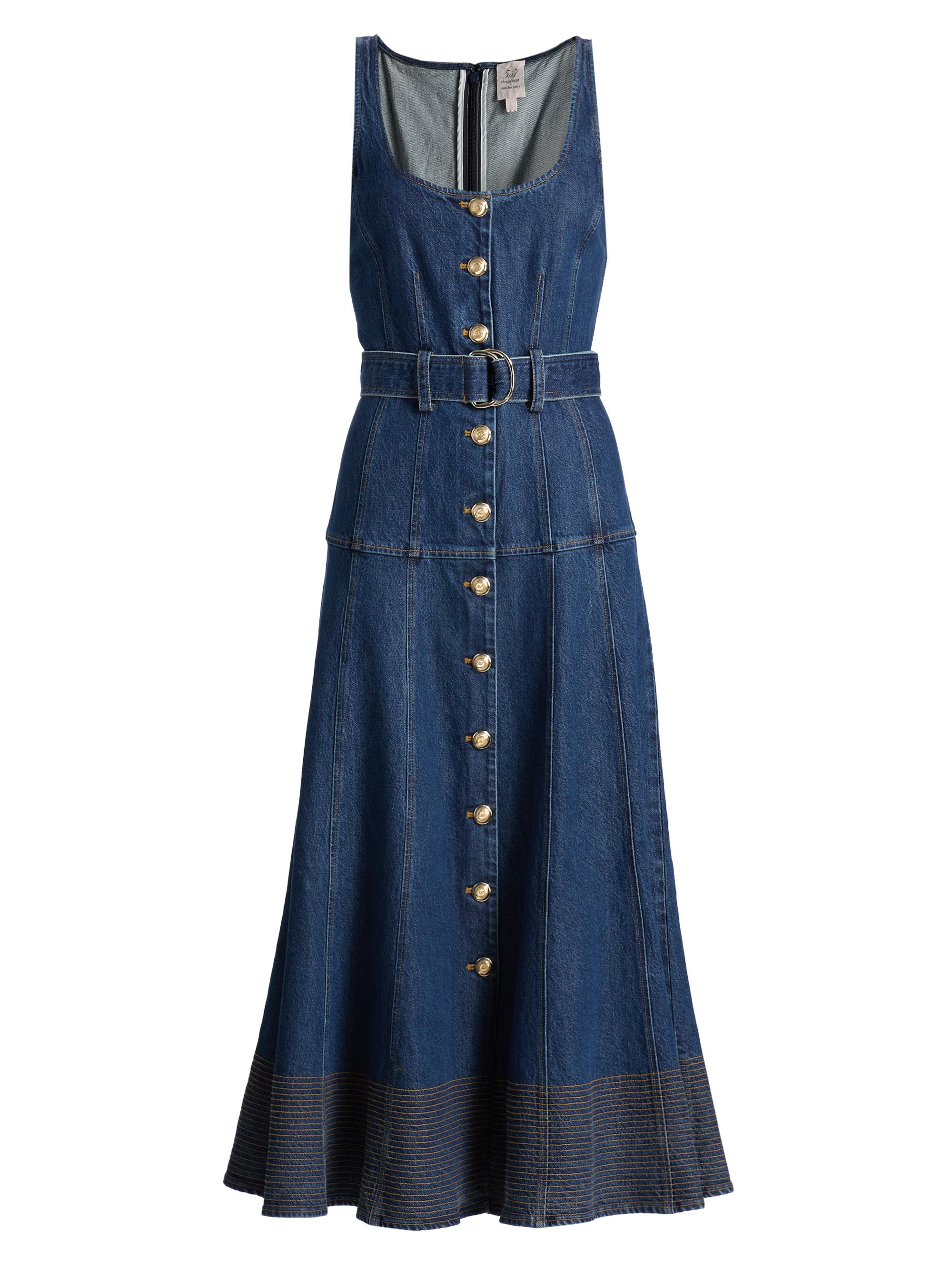 Cinq à Sept Women's Kehlani Denim Belted Midi-Dress - Tide