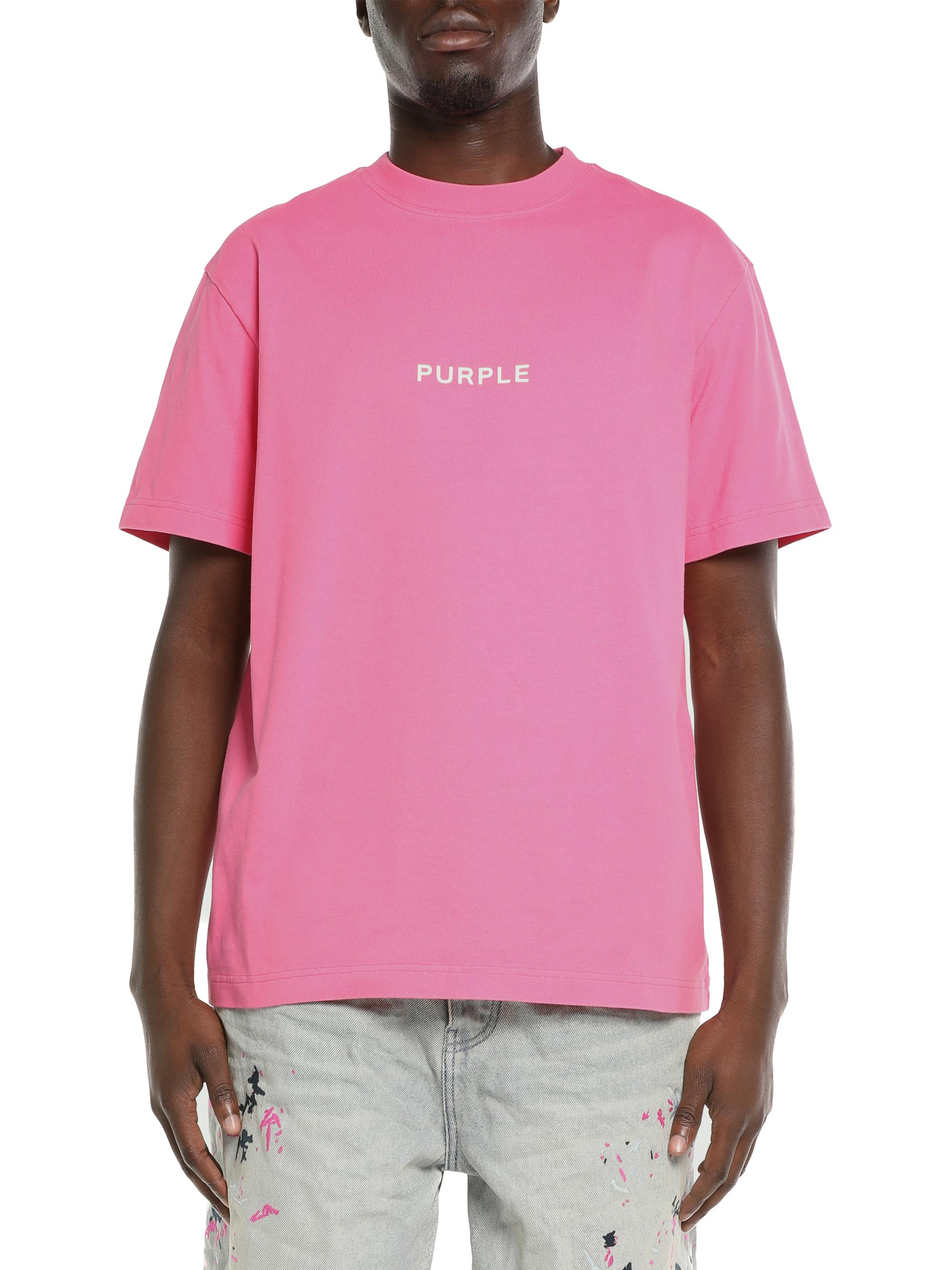 Purple Brand Men's Logo Cotton Crewneck T-Shirt - Pink