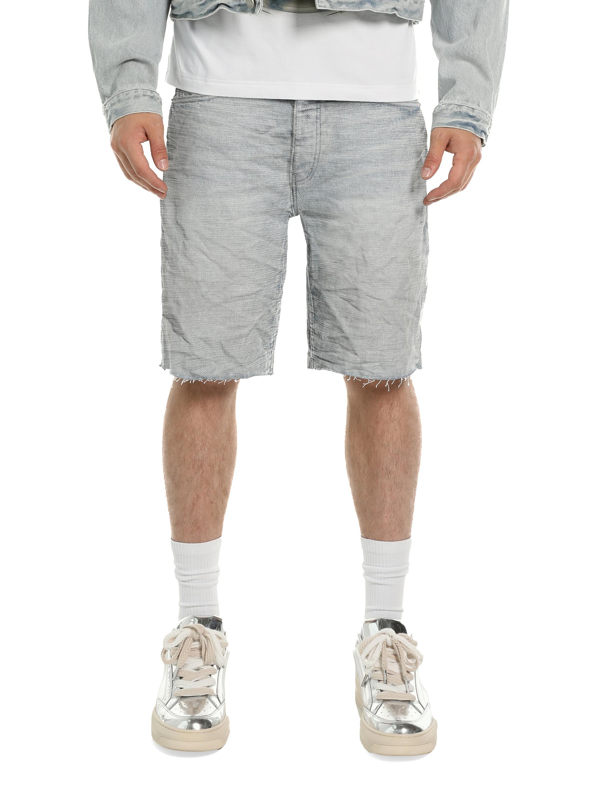 Purple Brand Men's Vintage Slub Denim Raw-Edge Shorts - Light Indigo