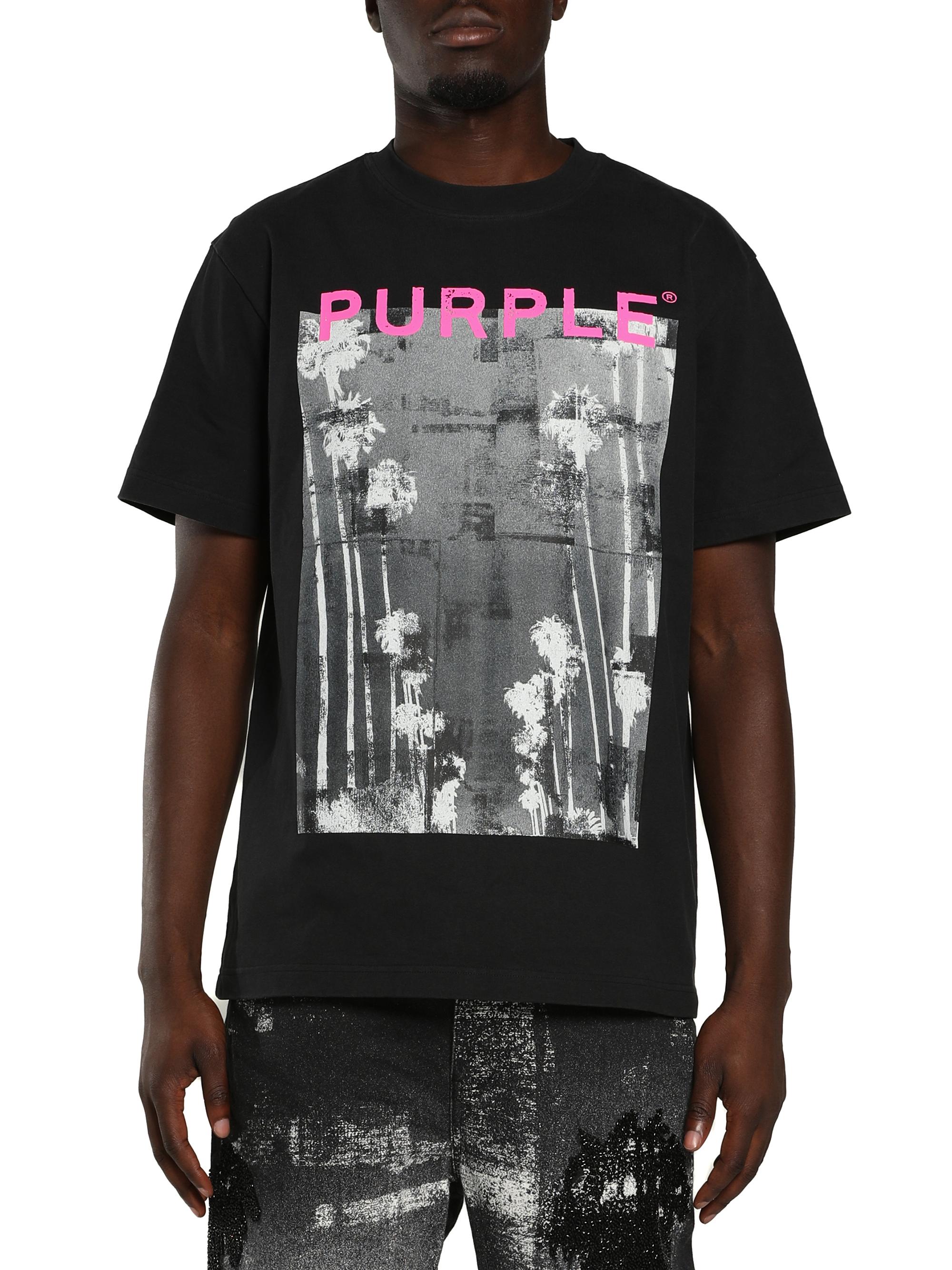 Purple Brand Men's Abstract Logo Cotton Crewneck T-Shirt - Black
