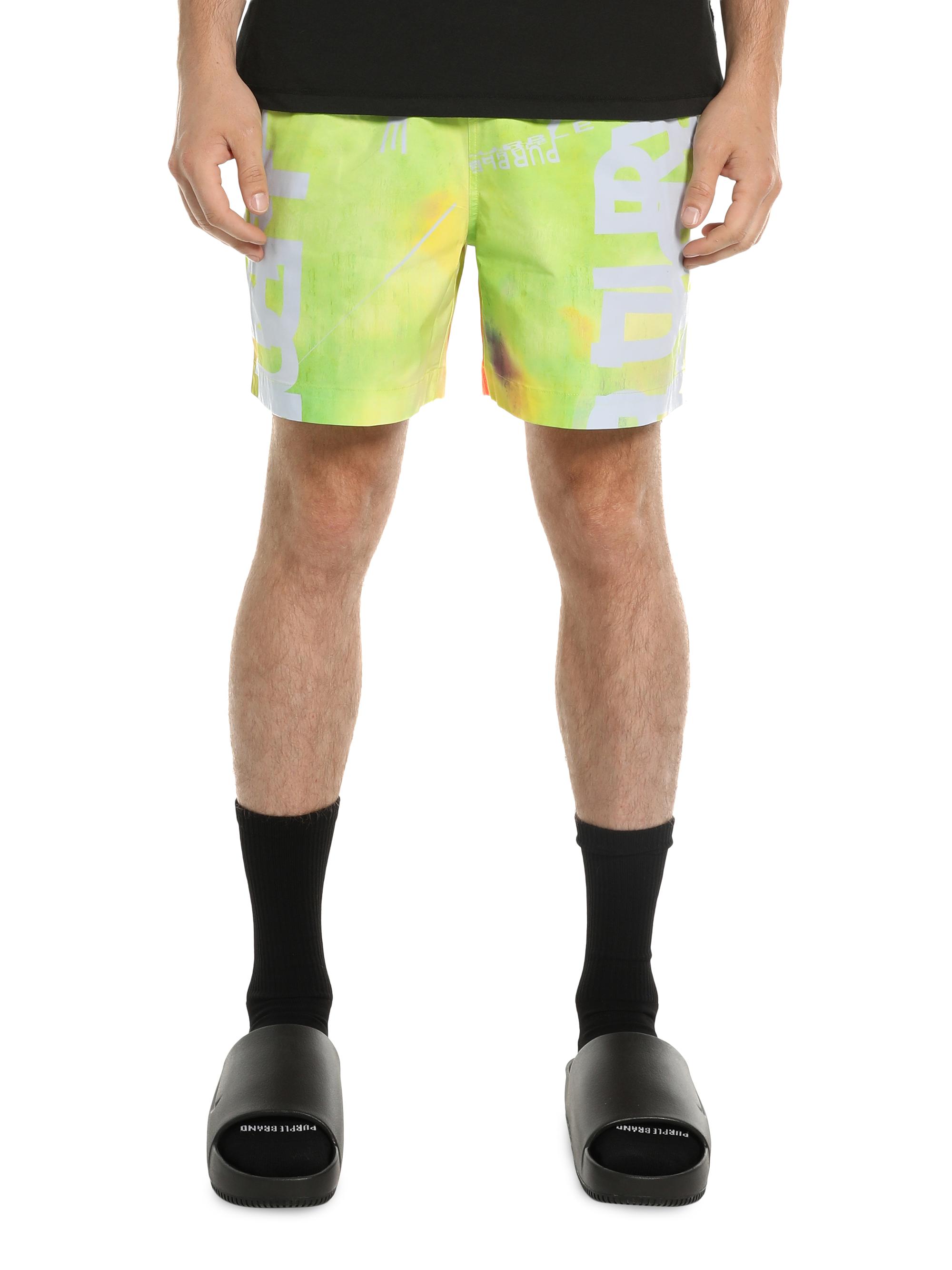 Purple Brand Men's All Around Logo Shorts - Green And Lavender