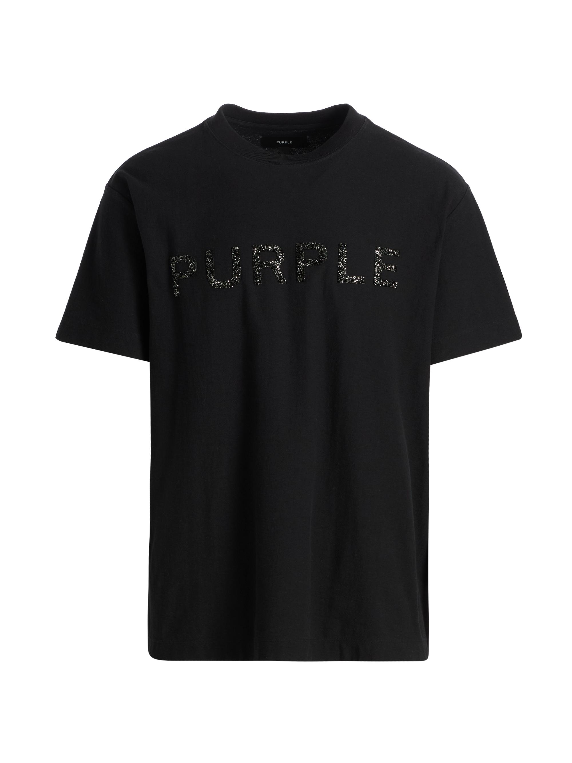 Purple Brand Men's Glitter Logo Cotton Jersey T-Shirt - Black
