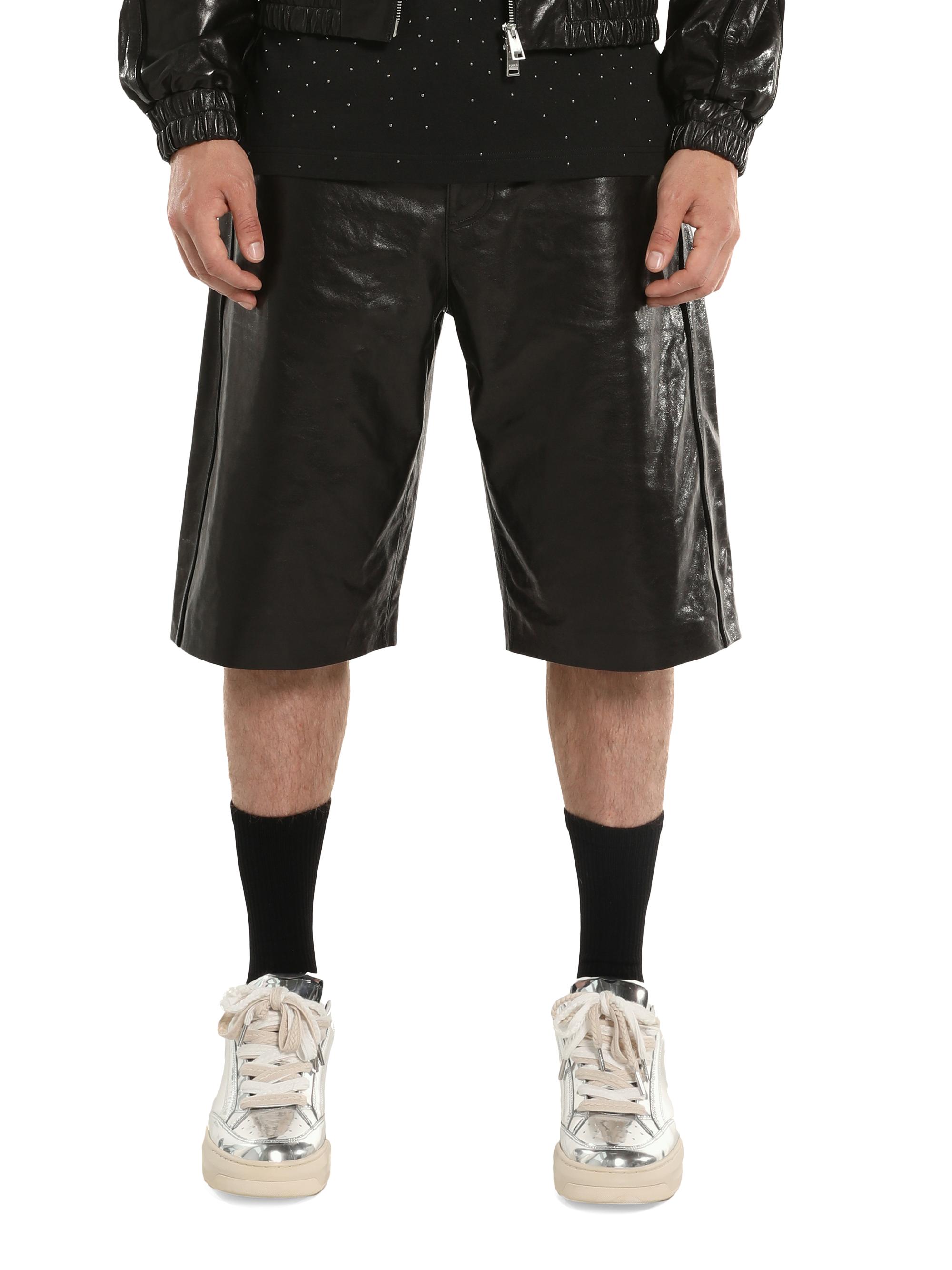 Purple Brand Men's Leather Straight-Leg Shorts - Black