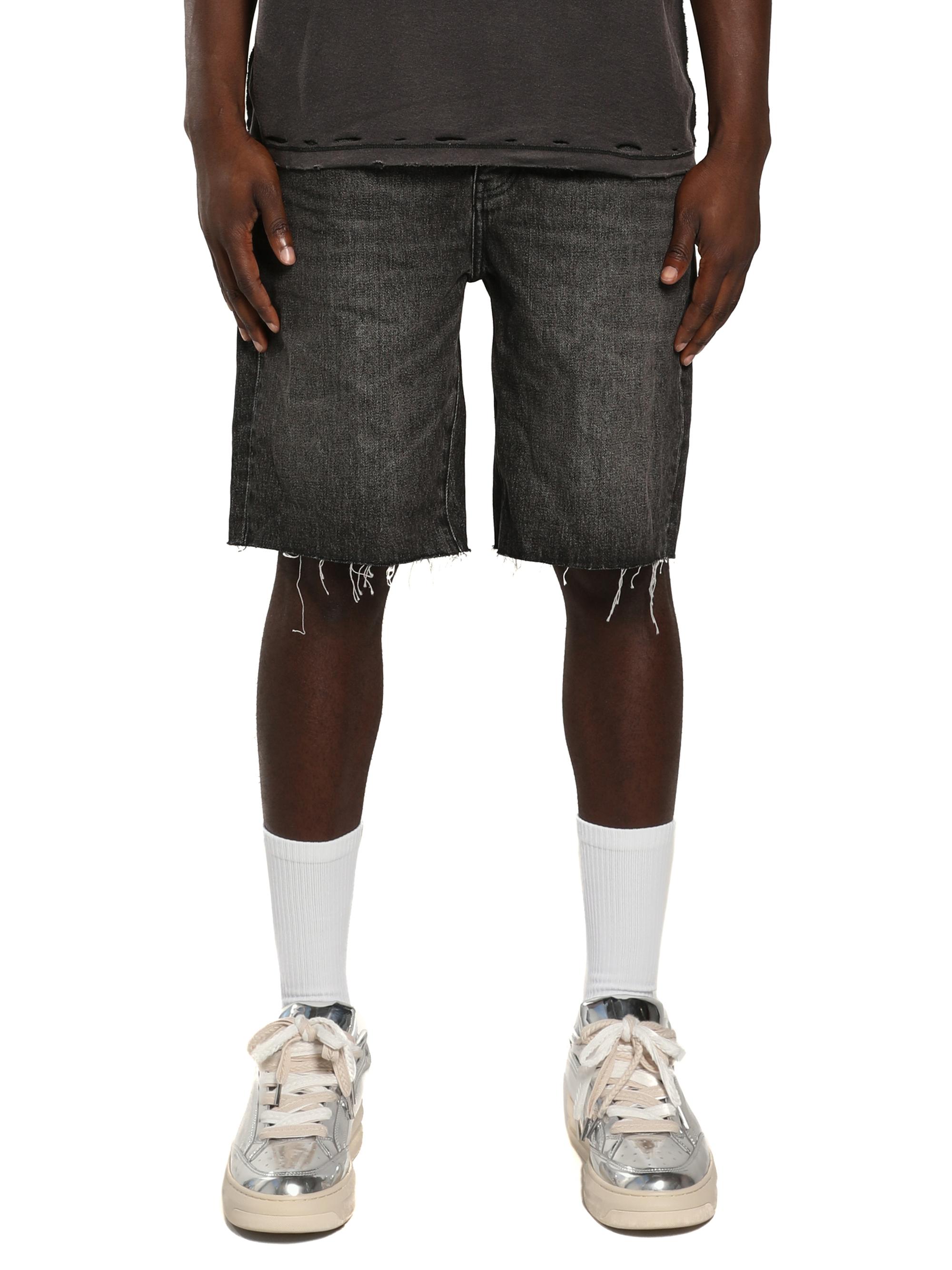 Purple Brand Men's Kamari Raw-Edge Denim Shorts - Black