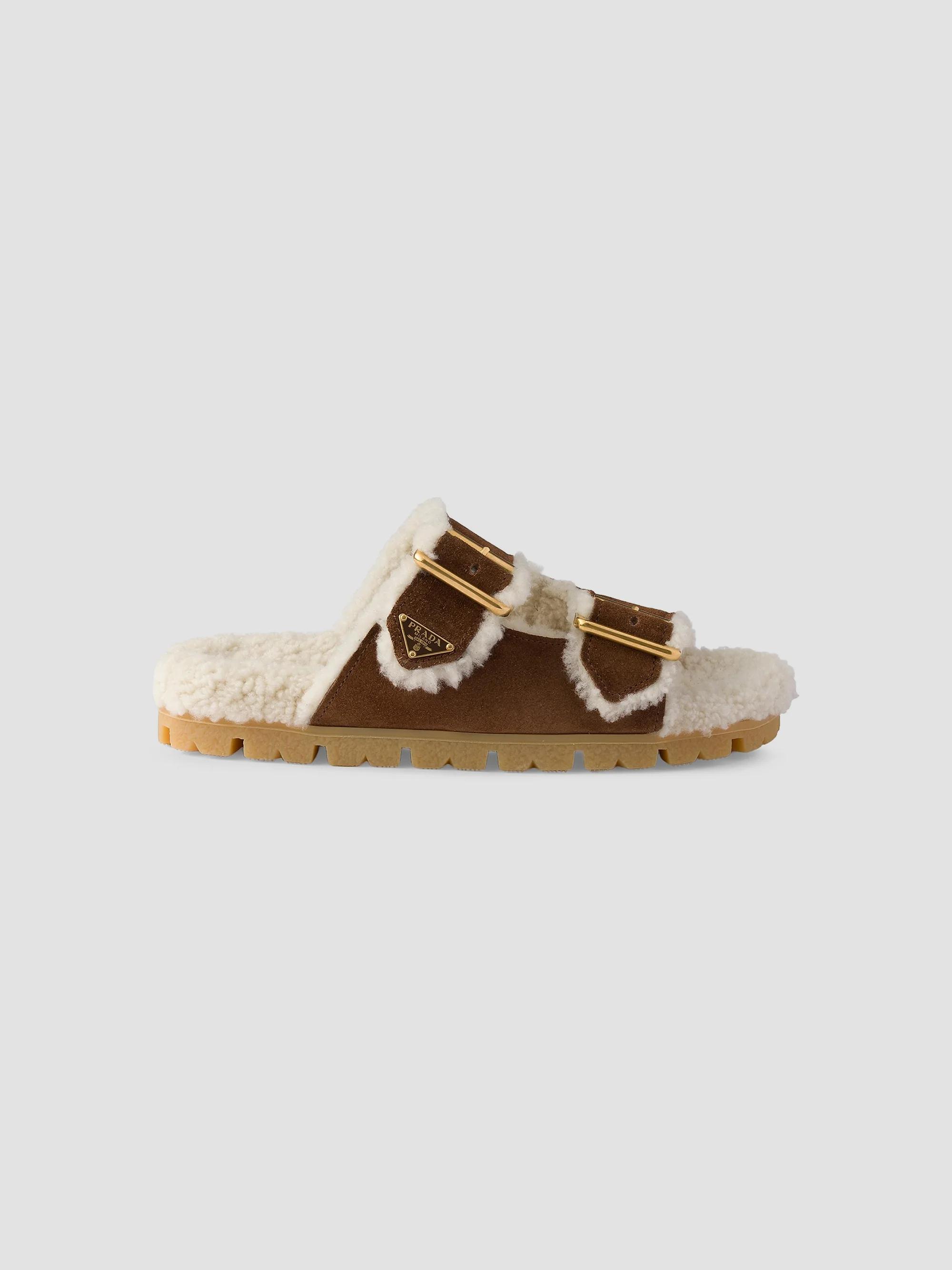 Prada Suede and Shearling Slides | Saks Fifth Avenue