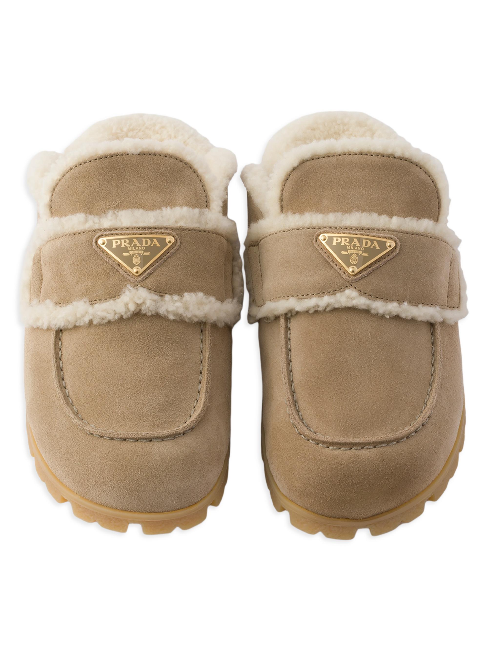 Prada Suede and Shearling Mules | Saks Fifth Avenue