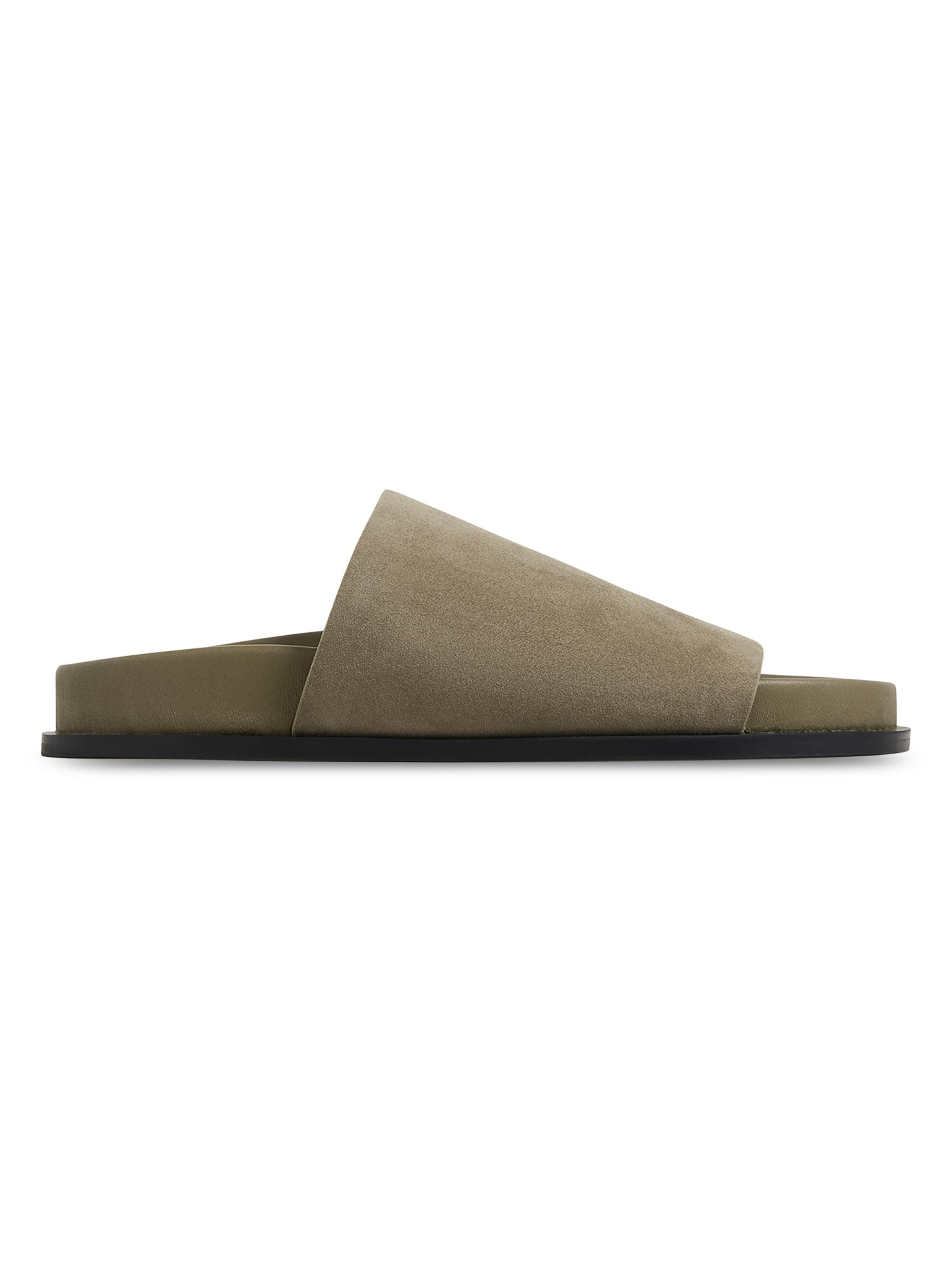 A.Emery Women's Luca Suede Slides - Olive Suede  Sandals | Thumbnail 5