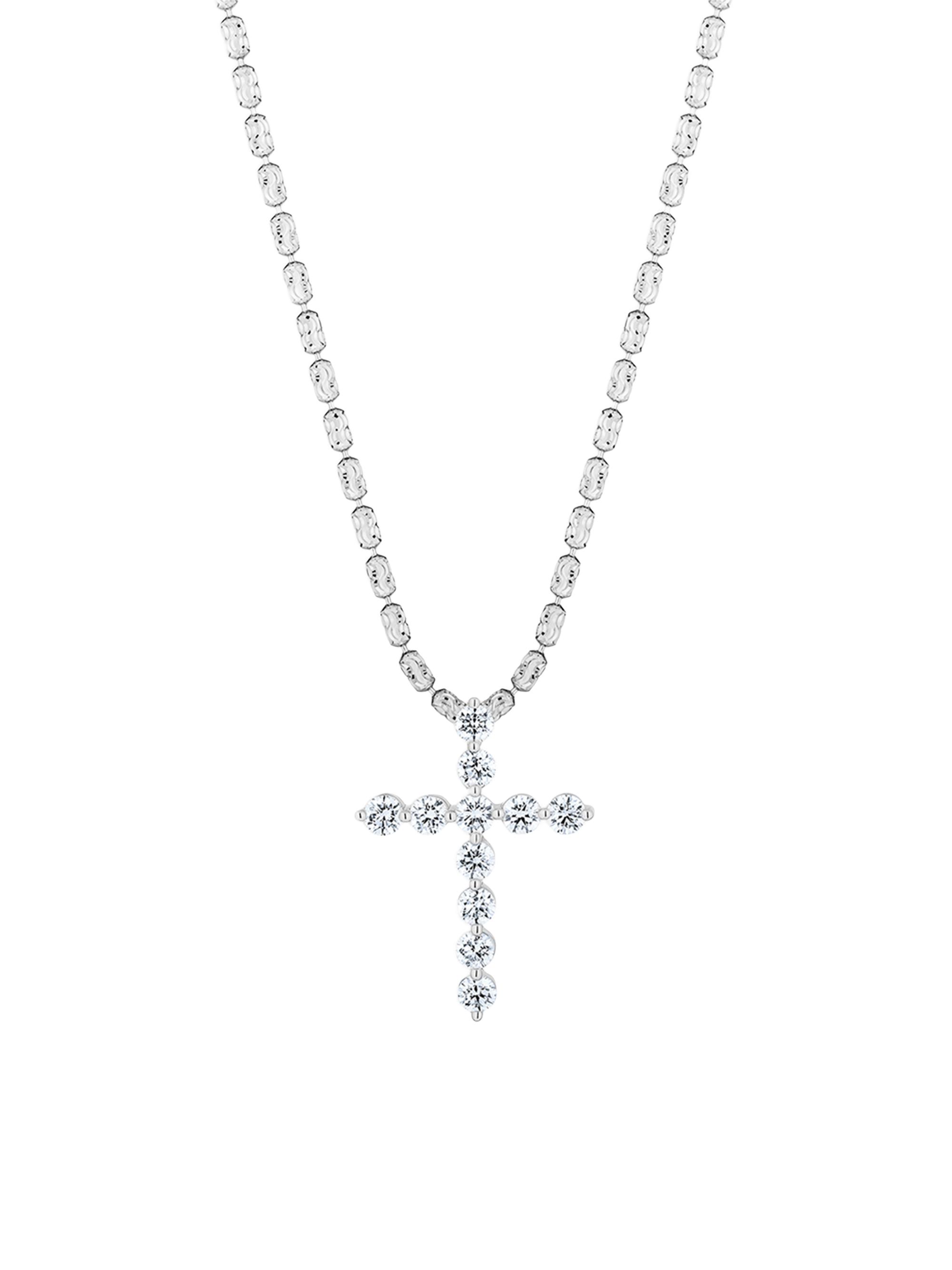 Saks Fifth Avenue Diamonds Women's 18K Gold & 1.16 TCW Diamond Cross Pendant Necklace - White Gold