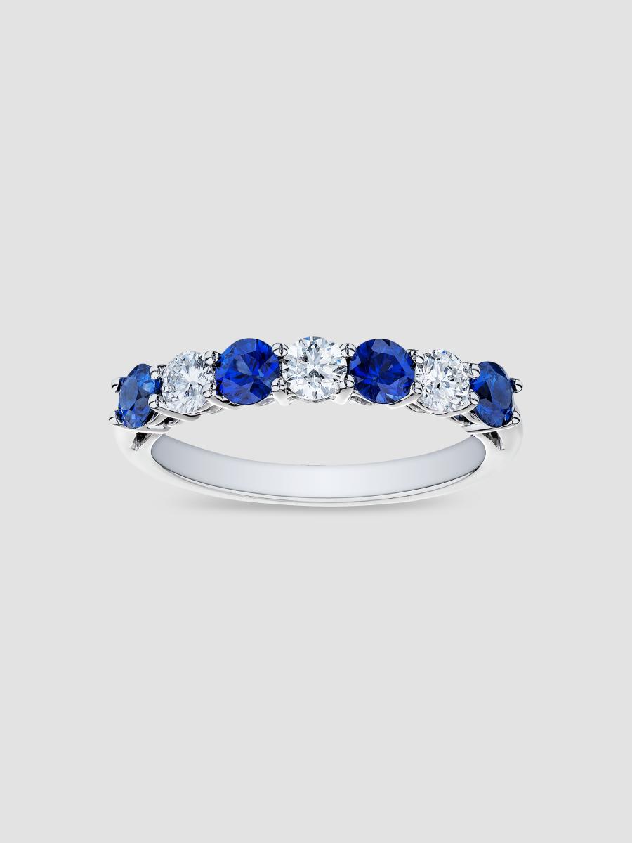 Saks Fifth Avenue Diamonds Women's Platinum, Blue Sapphire & 0.45 Tcw Diamond Ring In Silver