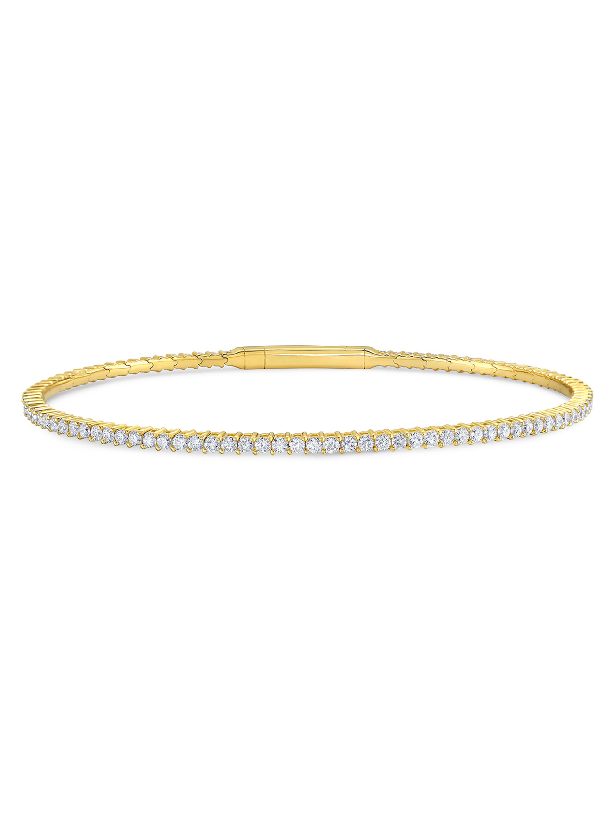 Saks Fifth Avenue Diamonds Women's 18K Gold & 1.64 TCW Diamond Flexible Bangle - Yellow Gold