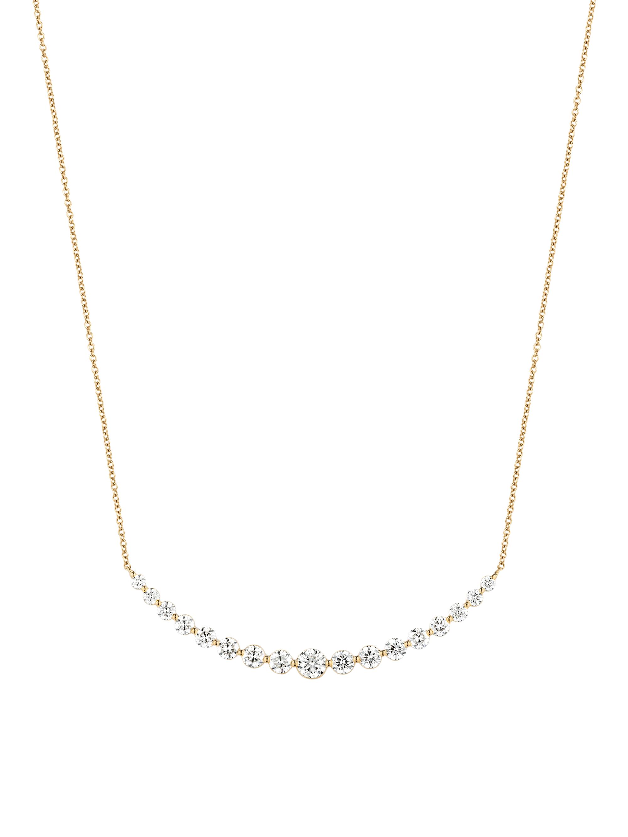 Saks Fifth Avenue Diamonds Women's 18K White Gold & 2.51 TCW Diamond Curved Bar Pendant Necklace - Yellow Gold