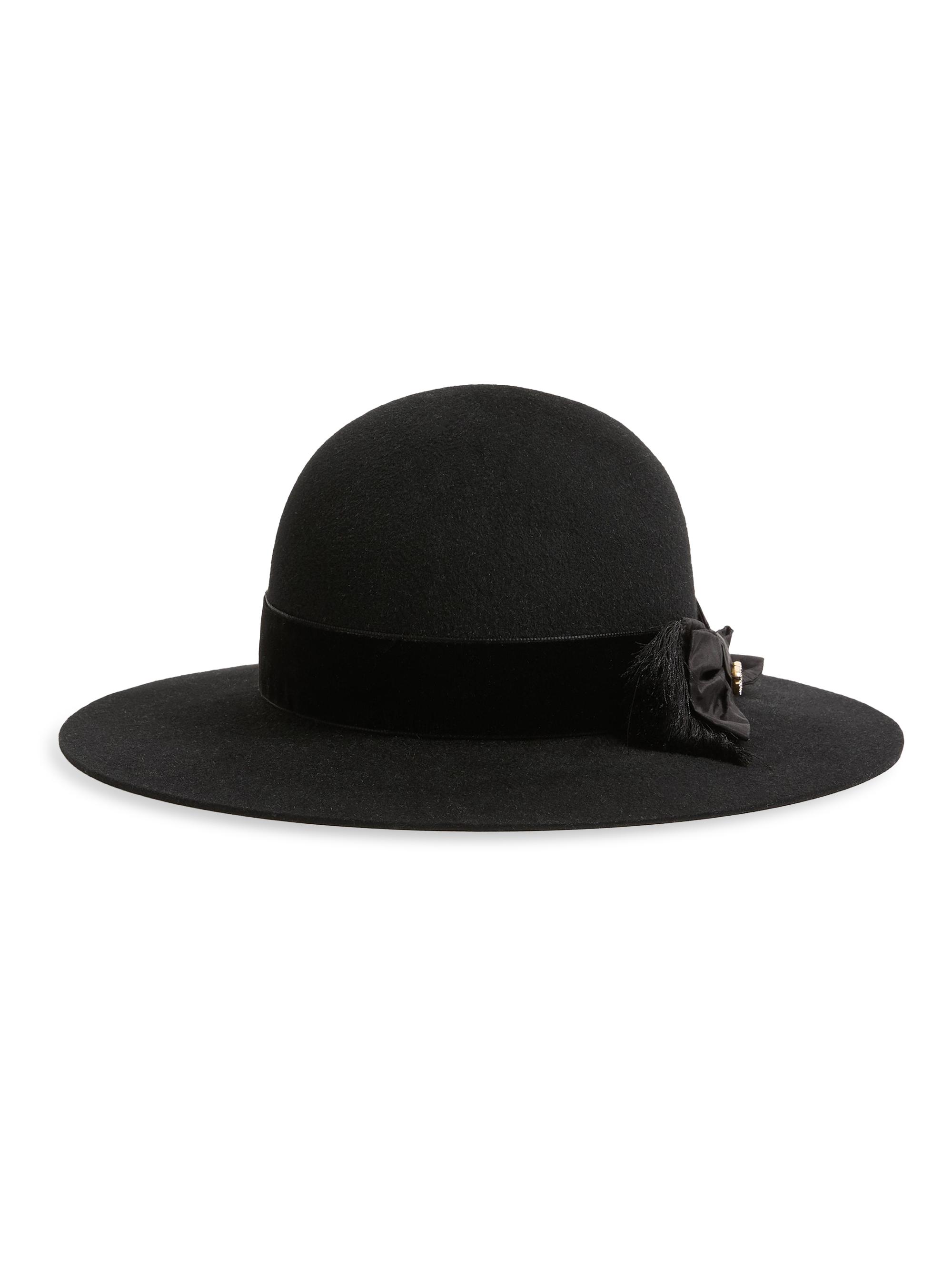 Valentino Garavani Women's VLogo Signature Hat in Lapin Fabric and Velvet with Taffetas Bow - Black