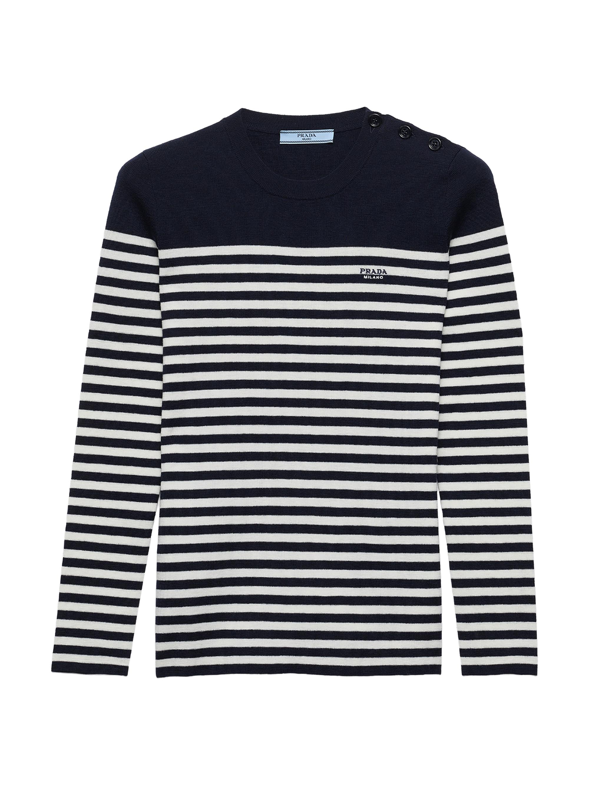 Prada Women's Striped Wool Sweater - Blue