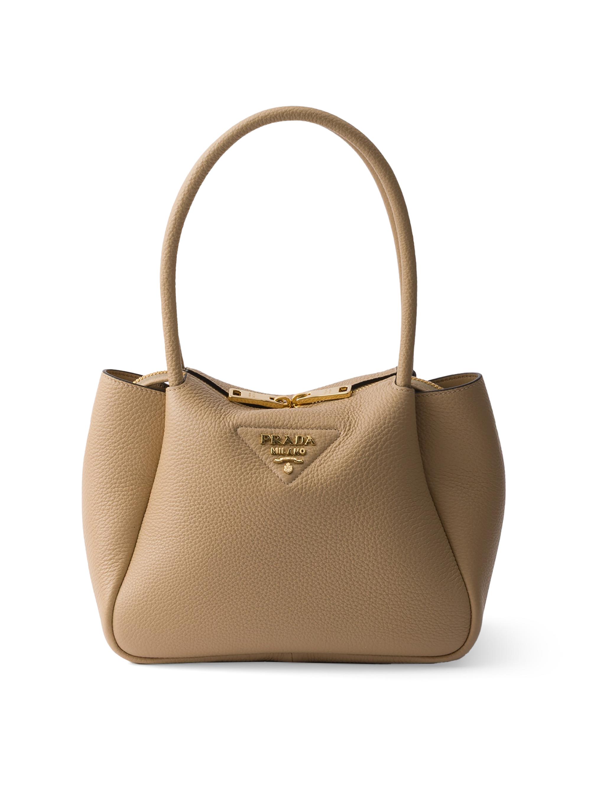 Prada Women's  Leather Top Handle Bag - Beige Khaki