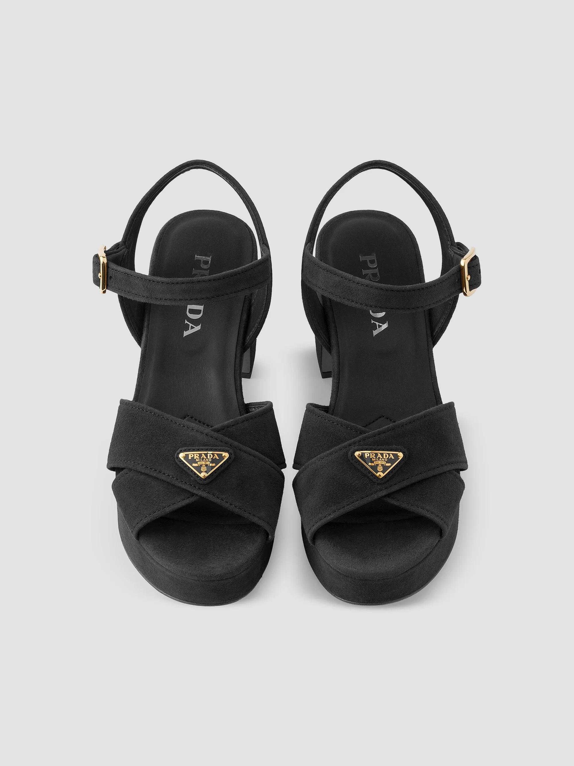 PRADA 低いヒールシューズ　37.5 Prada Suede Platform Sandals | Saks Fifth Avenue