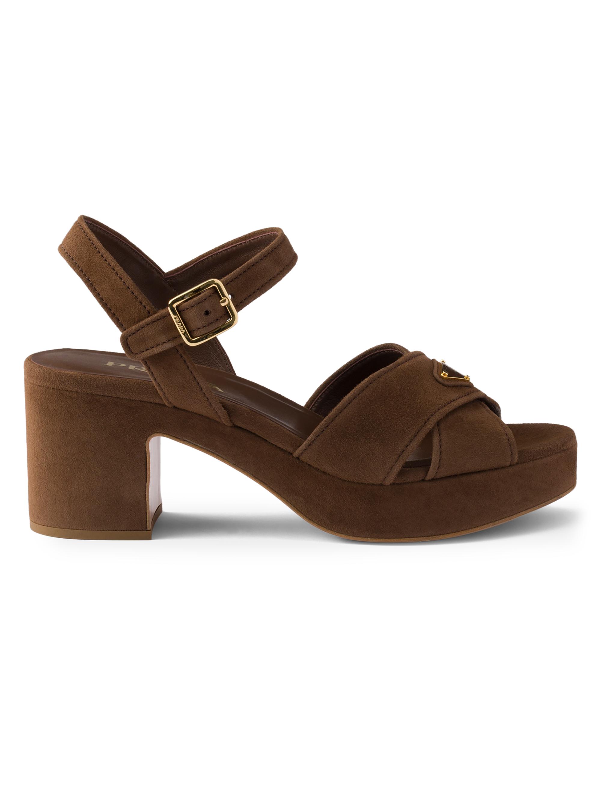 Prada Women's Suede Platform Sandals - Light Brown