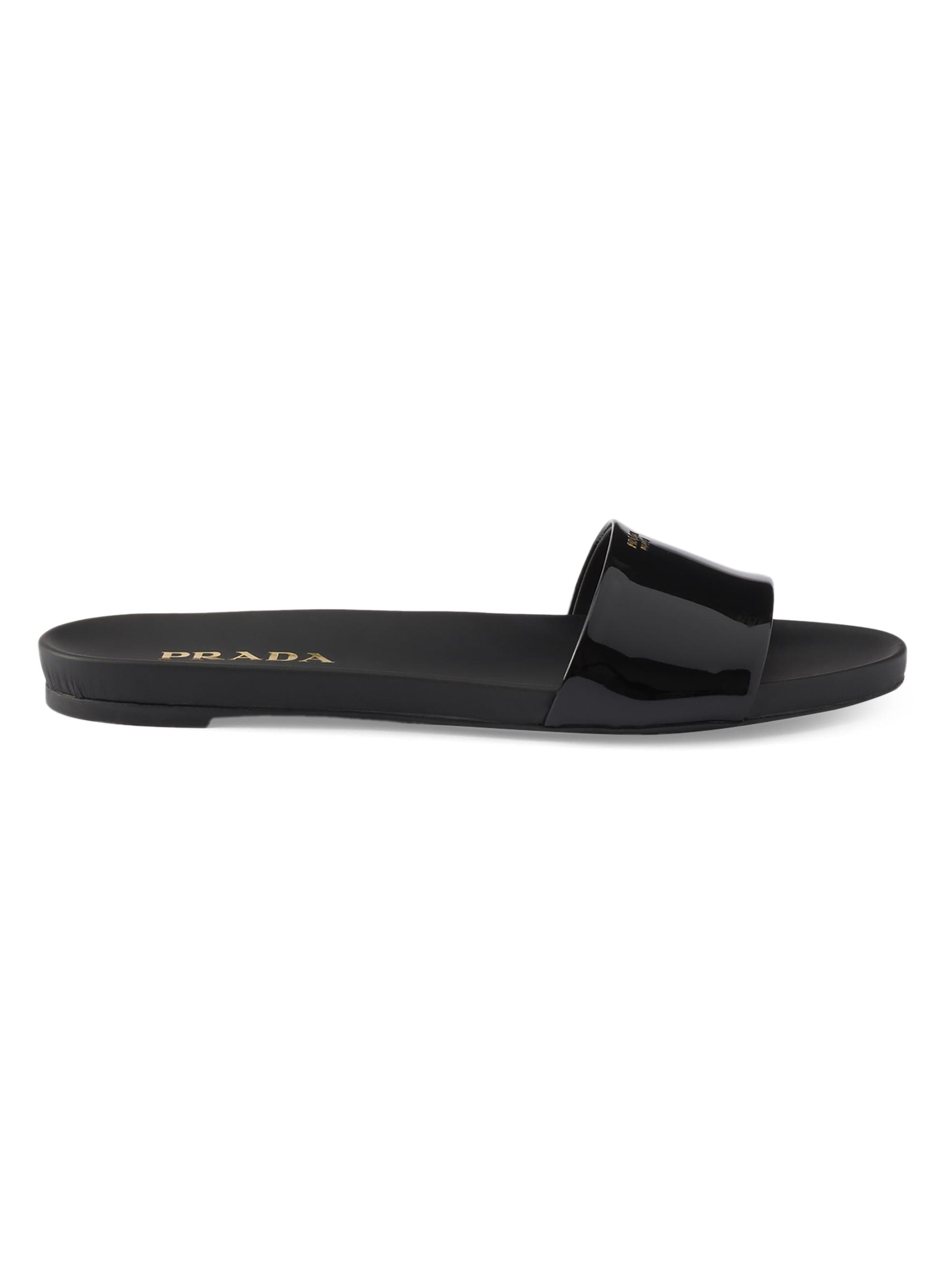 Prada Women's Patent Leather Slides - Black