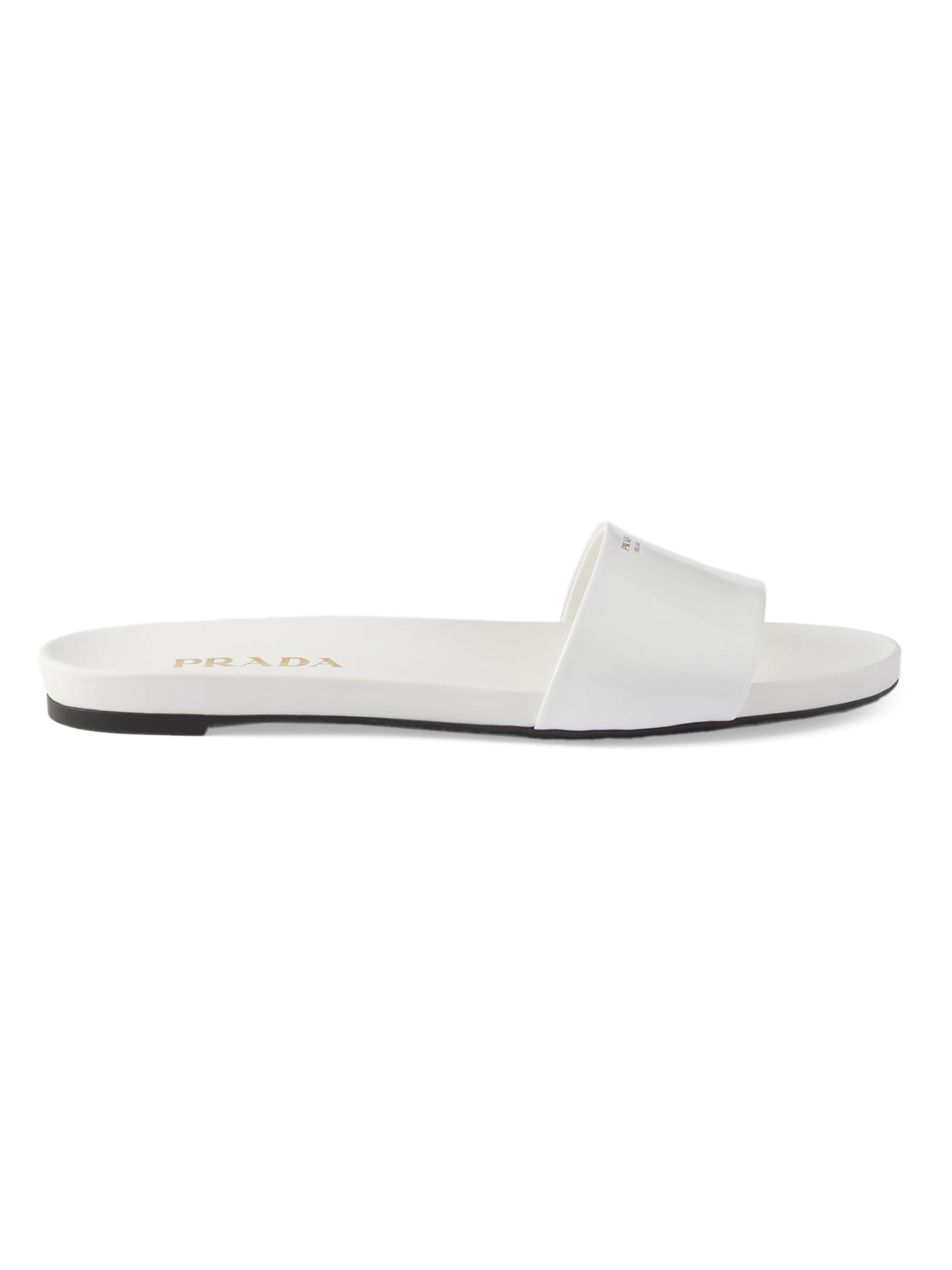 Prada Women's Patent Leather Slides - White