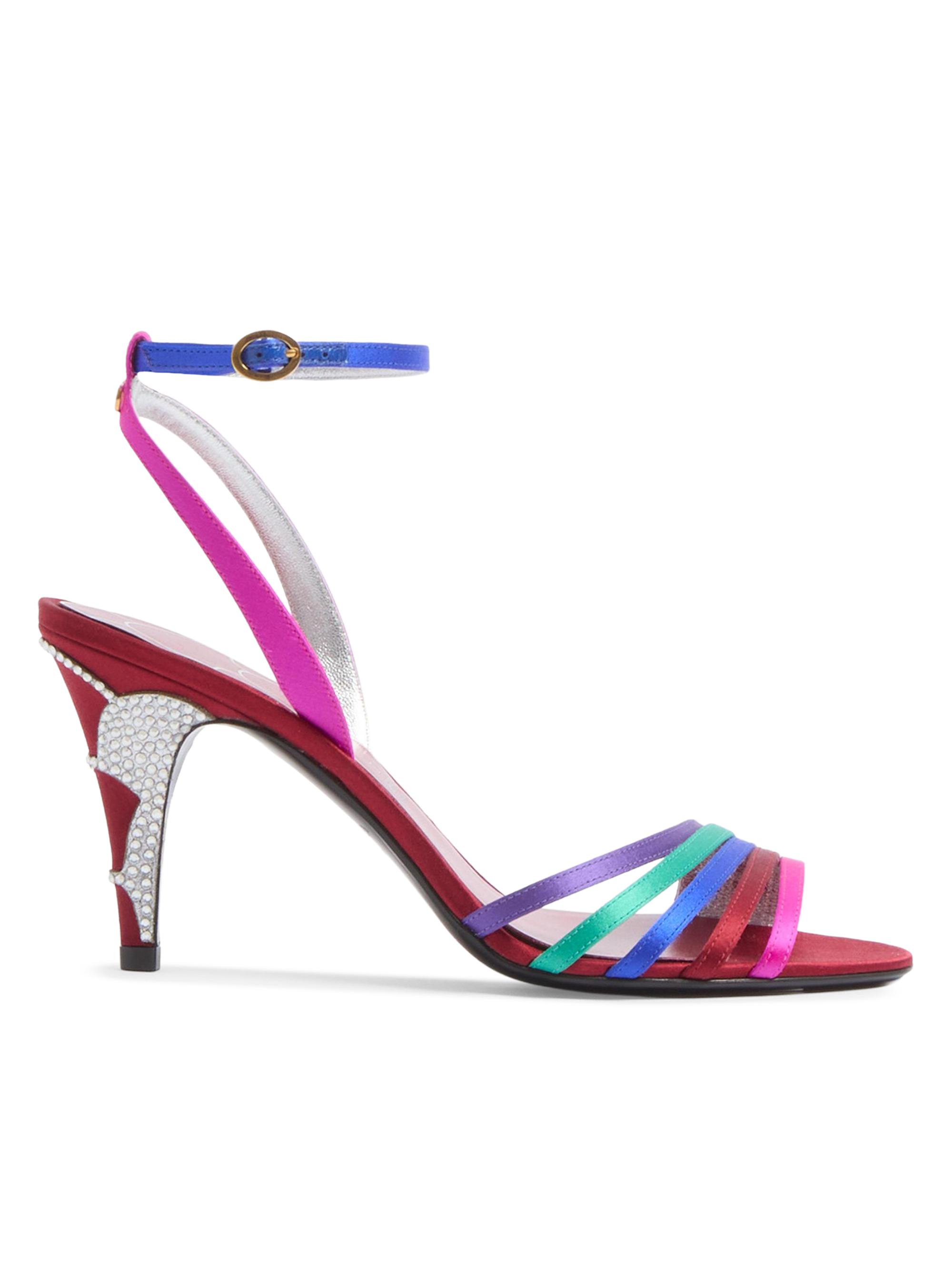 VALENTINO GARAVANI マルチカラーサンダル Valentino Garavani Ladycrush 85MM Satin Sandals with Crystals