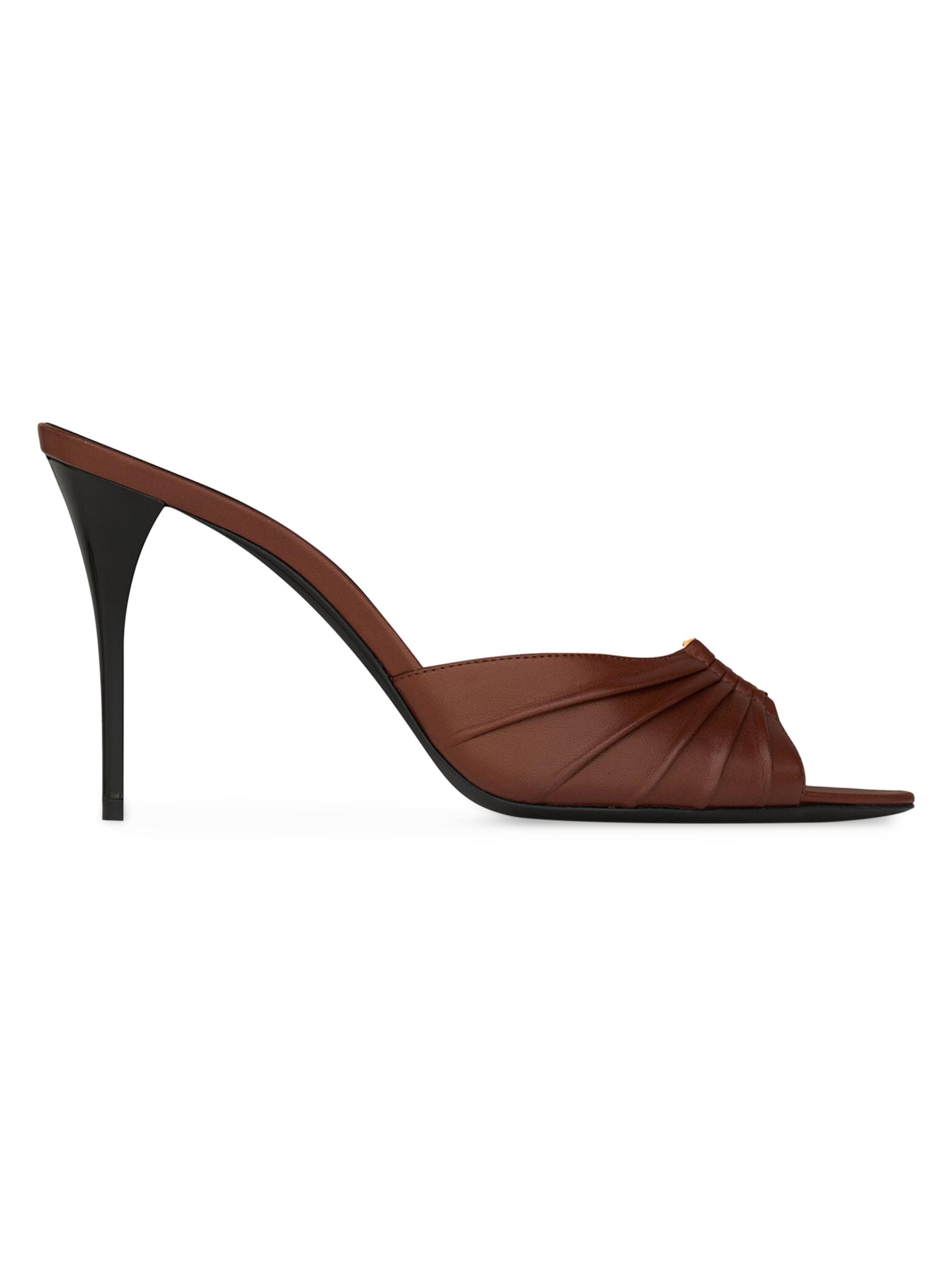 Saint Laurent Women's Babylone Mules in Smooth Leather - Aesthetic Brown