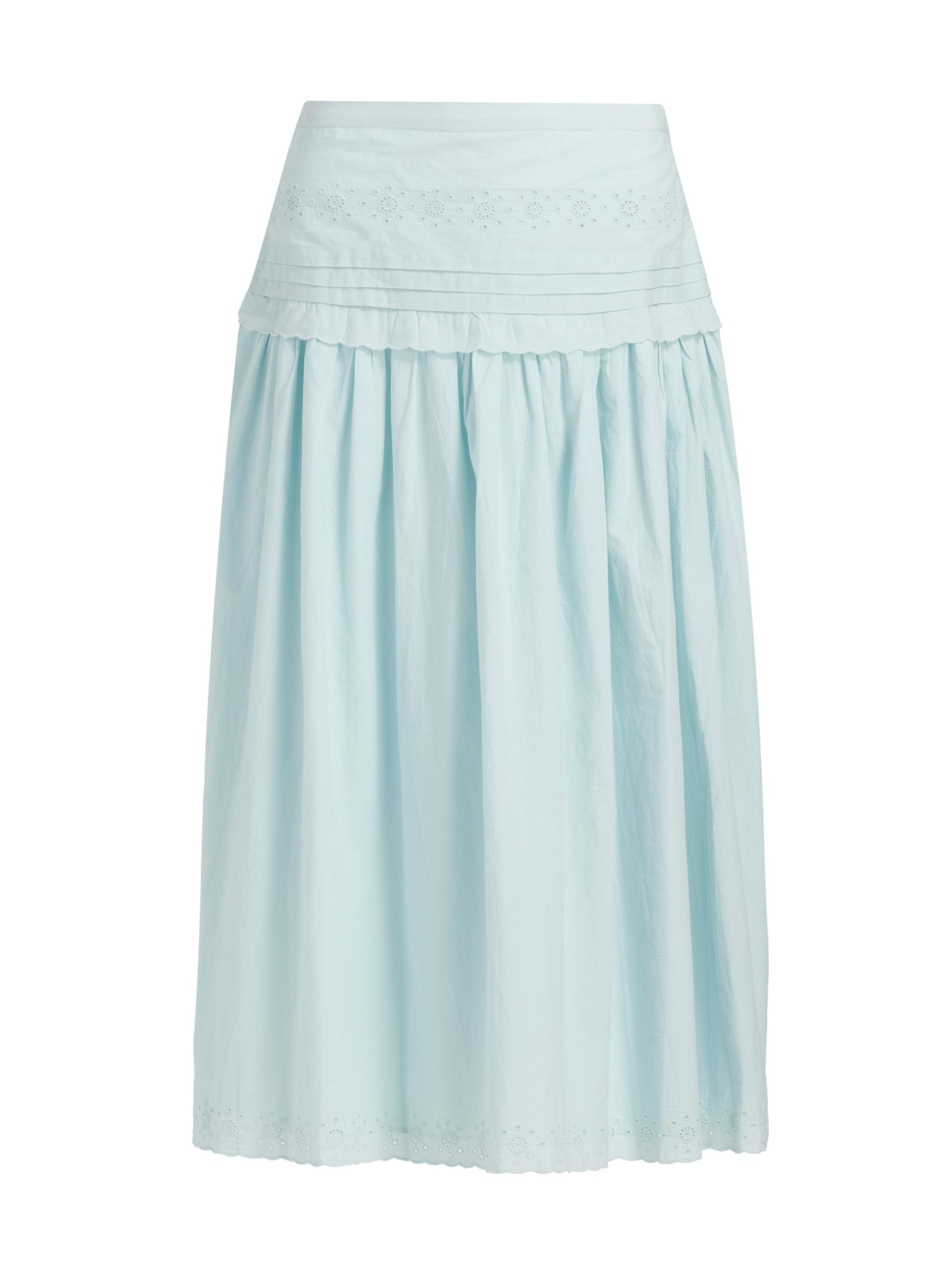 Ciao Lucia Women's Irati Eyelet Pleated Cotton Midi-Skirt - Baby Blue